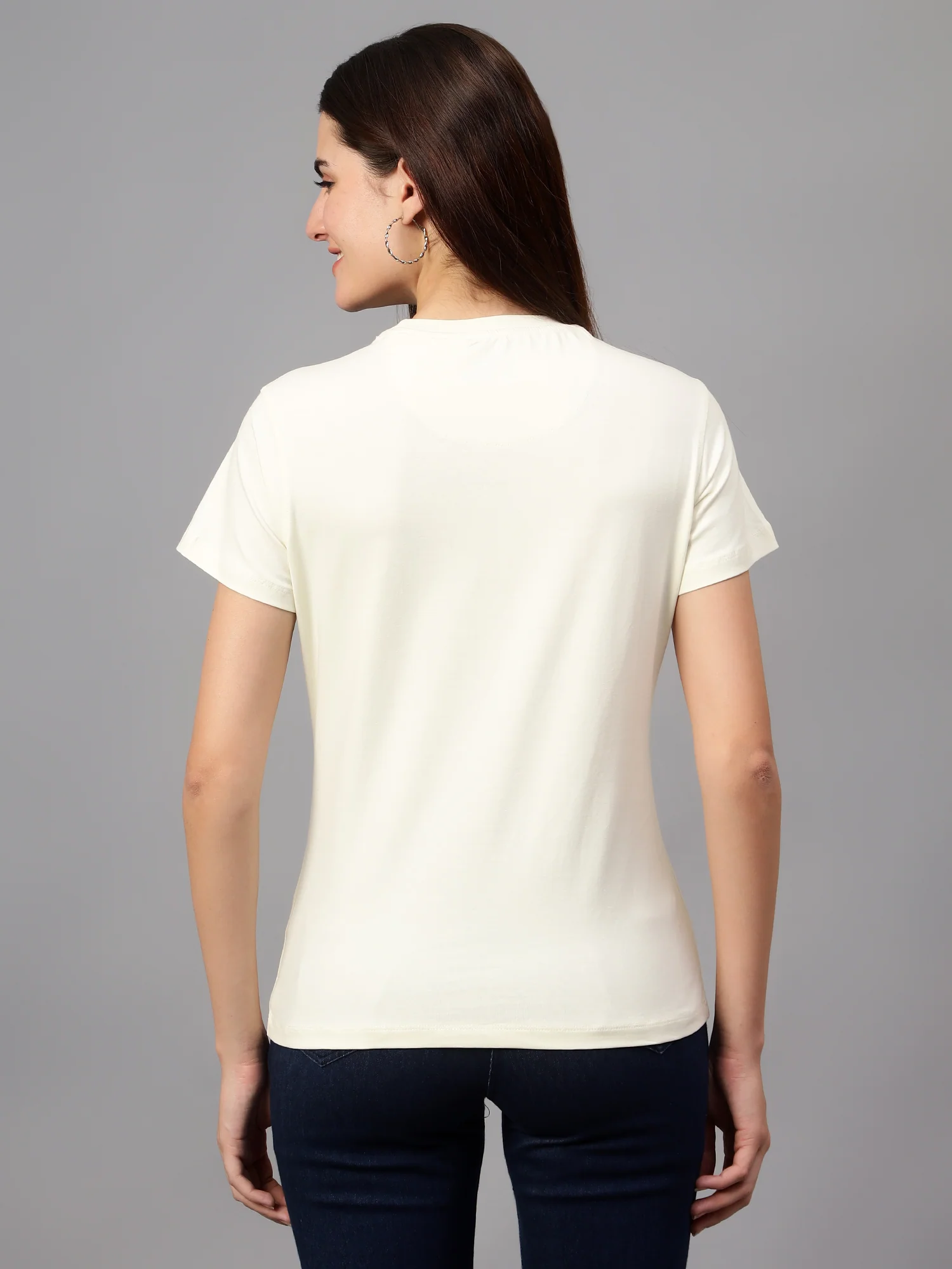 Women's Casual Regular Short Sleeve Butter Round neck Typographic Print T-Shirt - Image 2