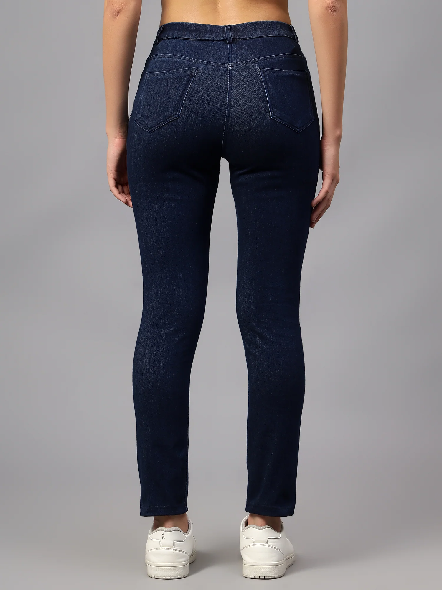 Women's  Flat Front Indigo blue Light Fade Mid rise Jeggings - Image 2