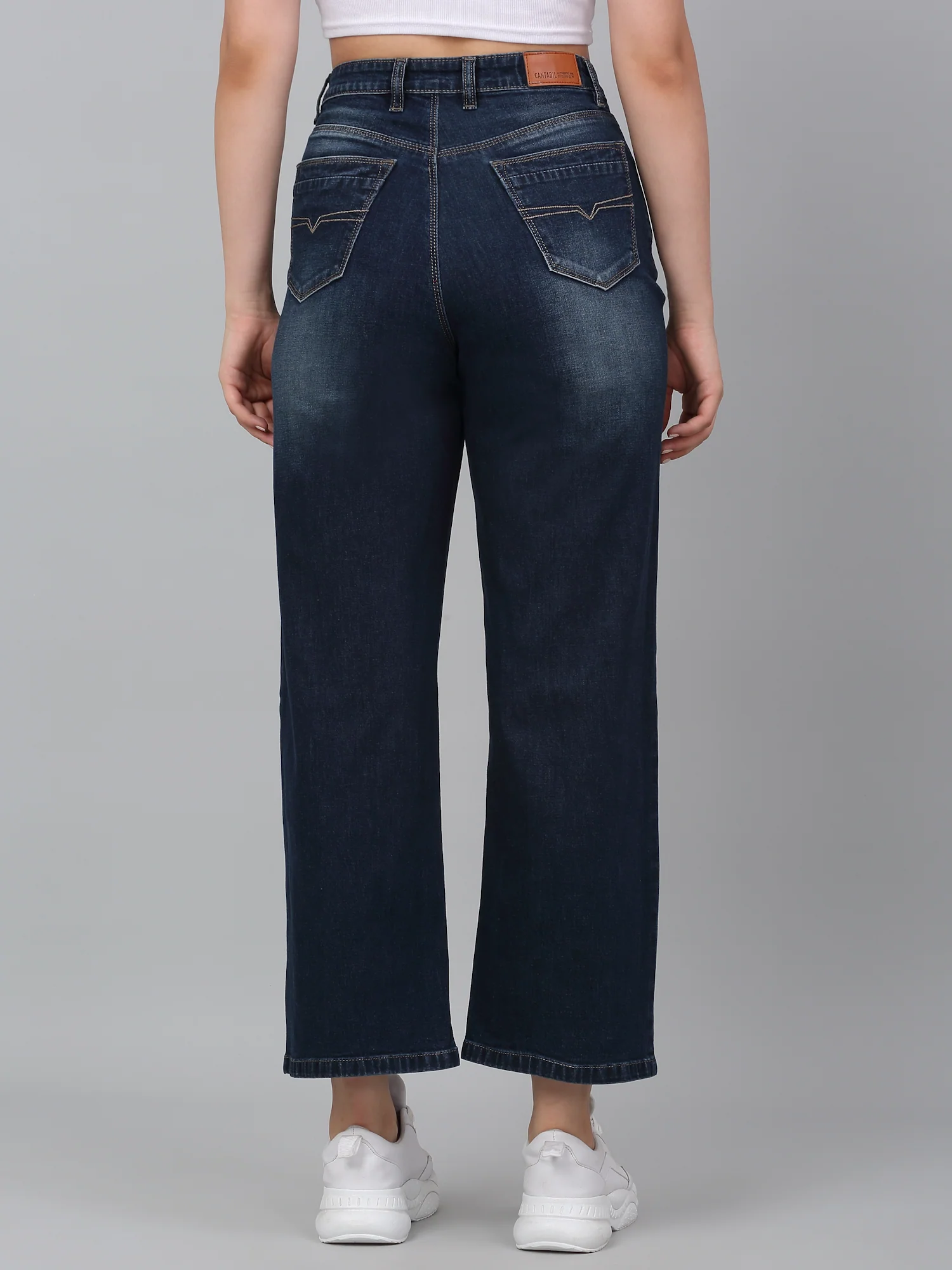 Women's Green Solid Wide Leg Stretchable Jeans - Image 3