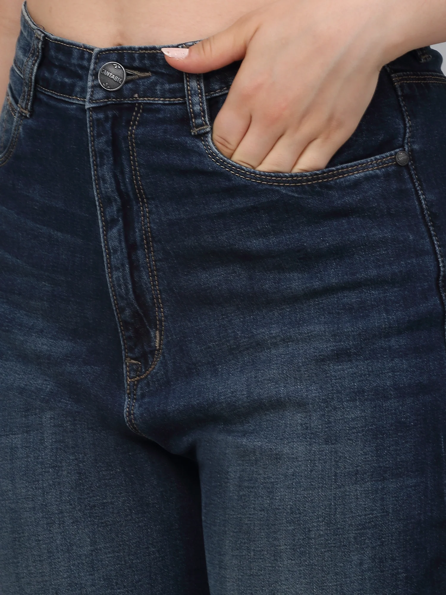 Women's Green Solid Wide Leg Stretchable Jeans - Image 5