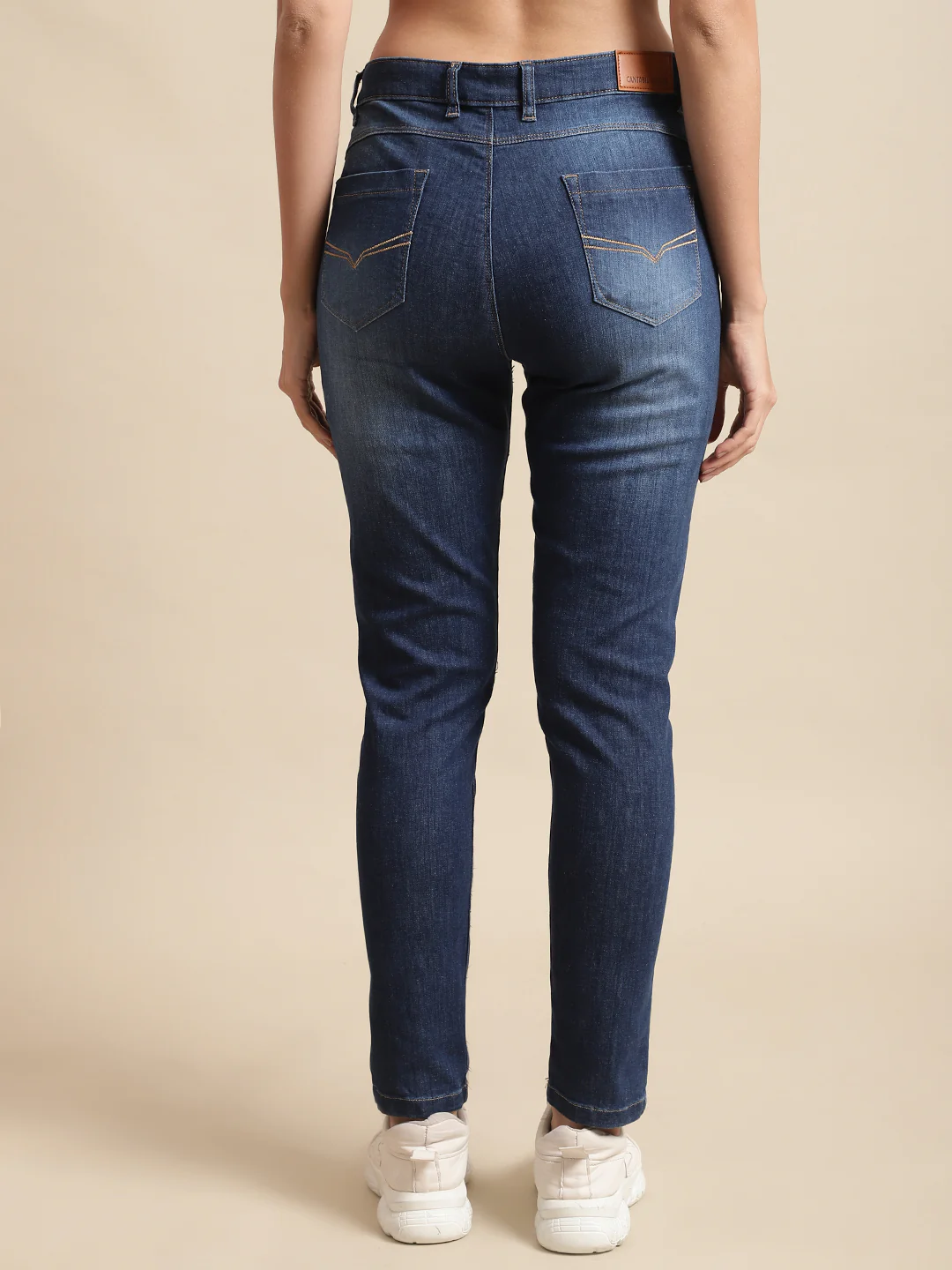 Women's Casual Skinny Fit Dark Mercerised Blue Medium Fade Mid rise Jeans - Image 2