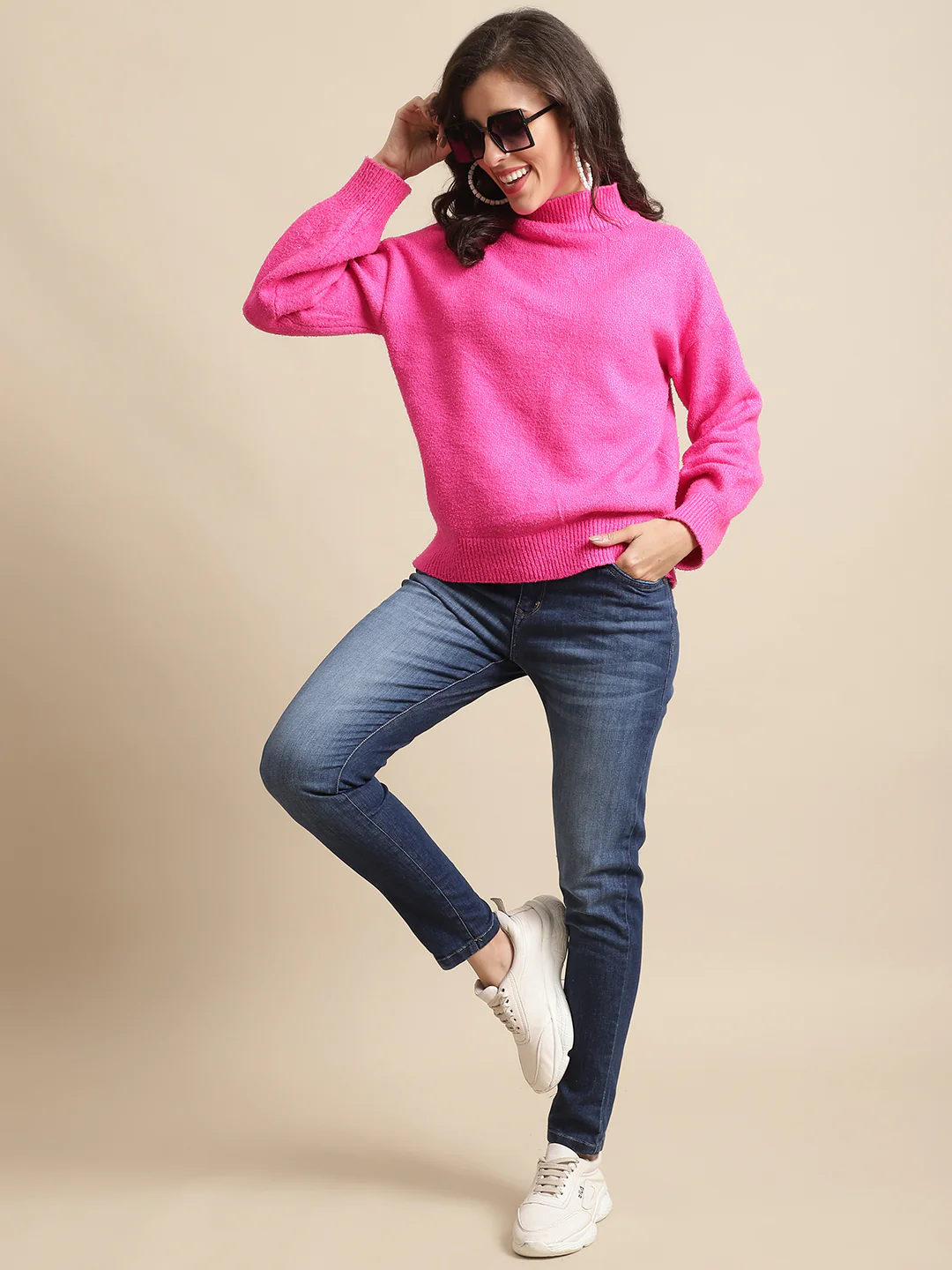 Women's Casual Skinny Fit Dark Mercerised Blue Medium Fade Mid rise Jeans - Image 5