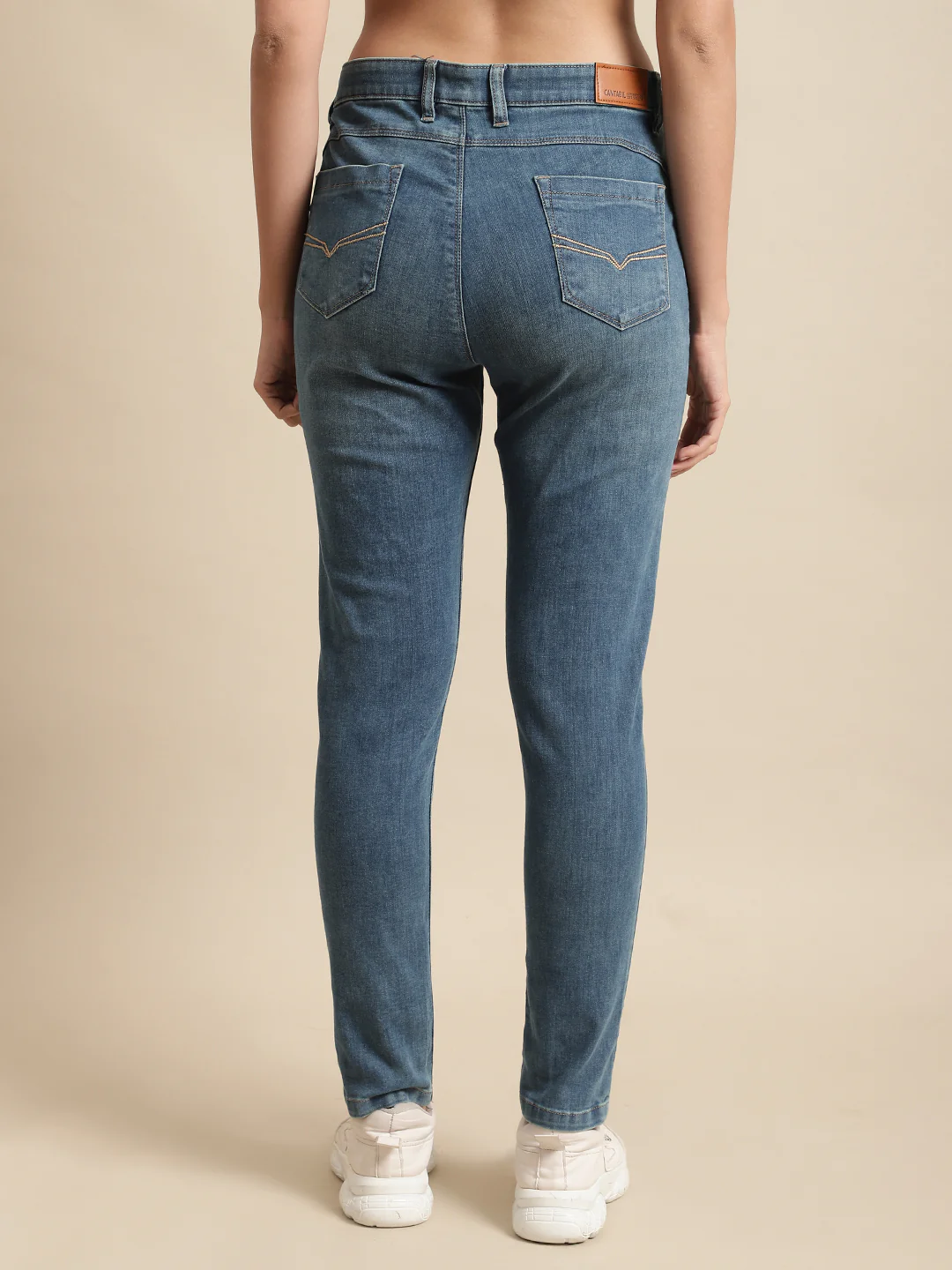 Women's Casual Skinny Fit Dirty Green Heavy Fade Mid rise Jeans - Image 2