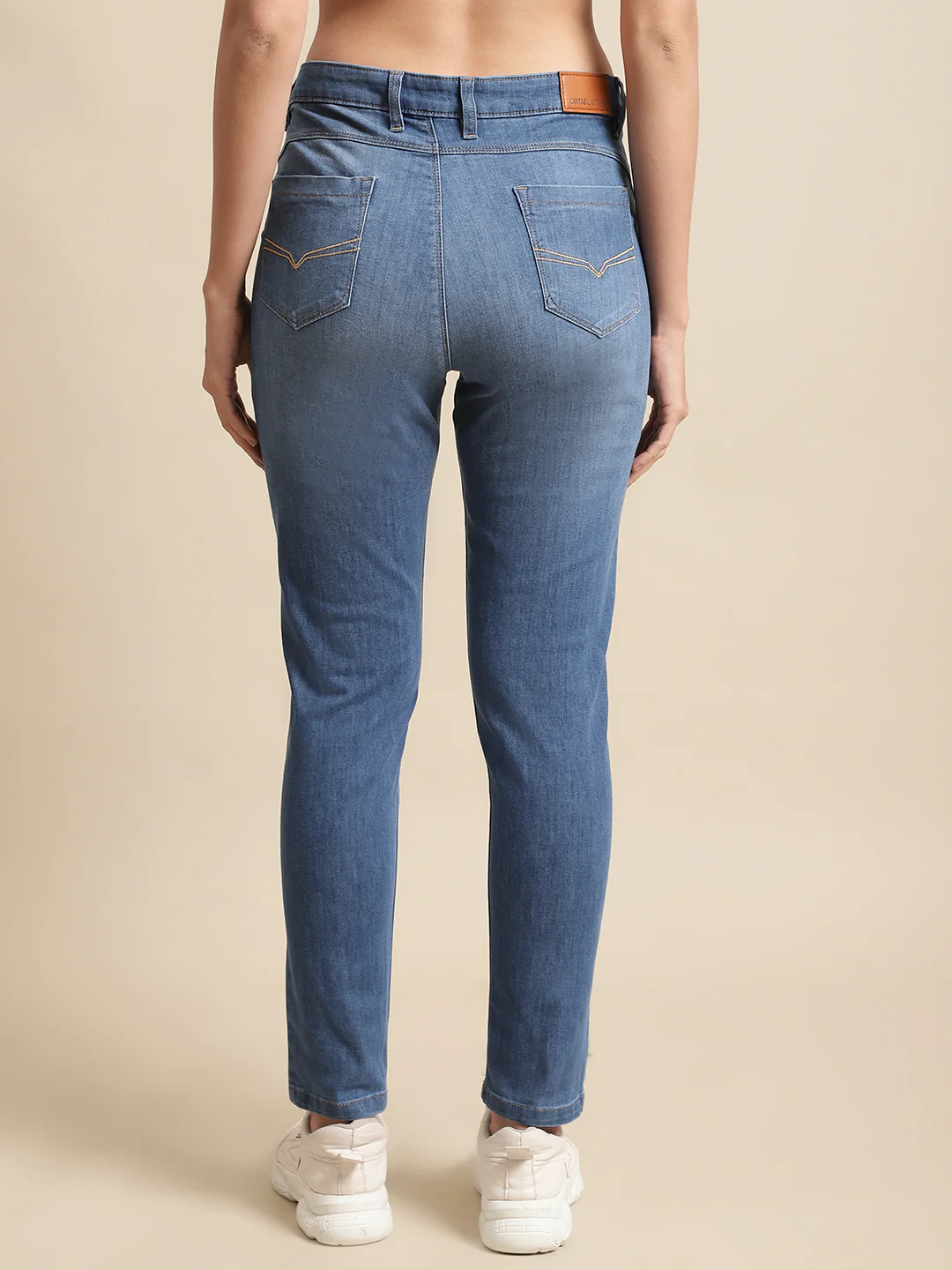 Women's Casual Skinny Fit Dirty Green Heavy Fade Mid rise Jeans - Image 2