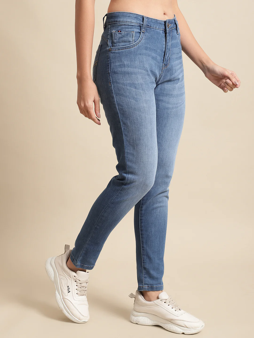 Women's Casual Skinny Fit Dirty Green Heavy Fade Mid rise Jeans - Image 4