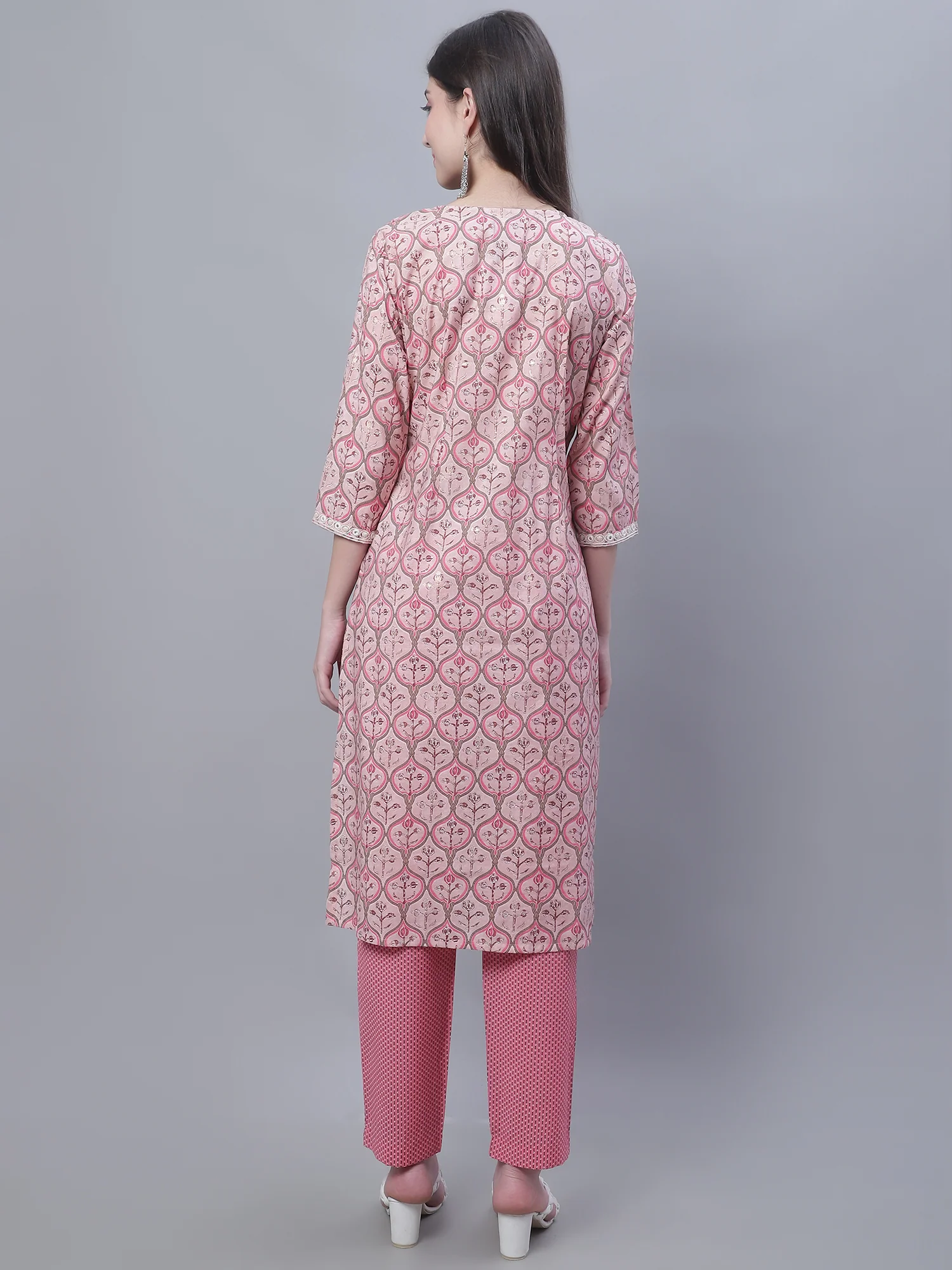 Women's Casual  Pink Printed & Embroidered  Palazzo Set - Image 2