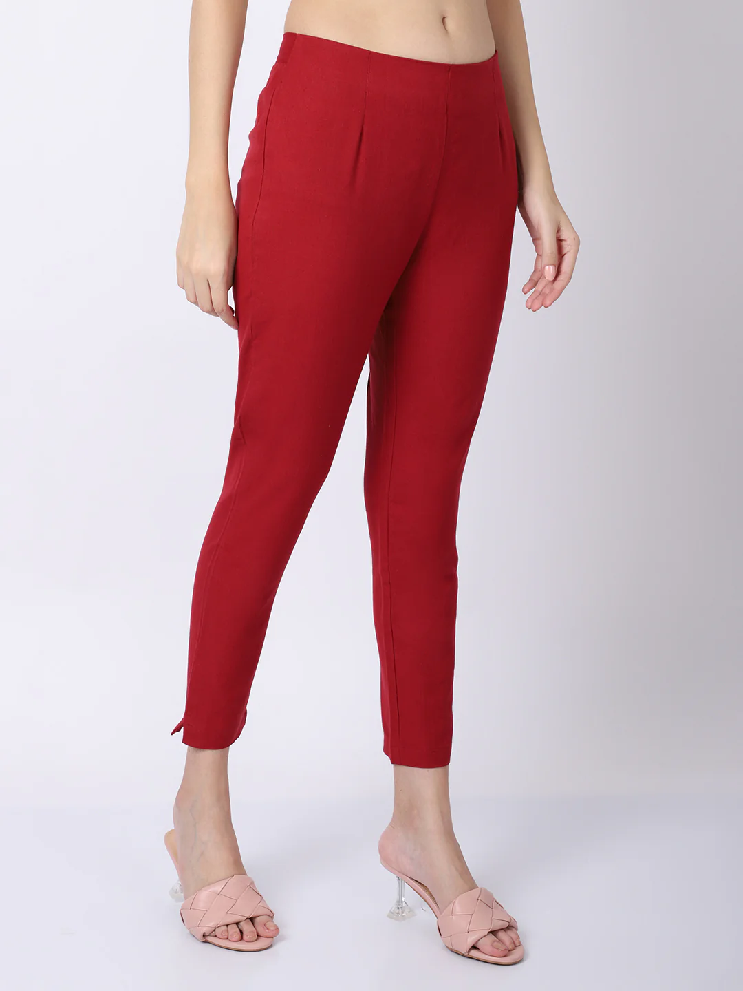 Women's Regular Regular Fit Maroon Flat Front Mid rise Ethnic Pant - Image 4