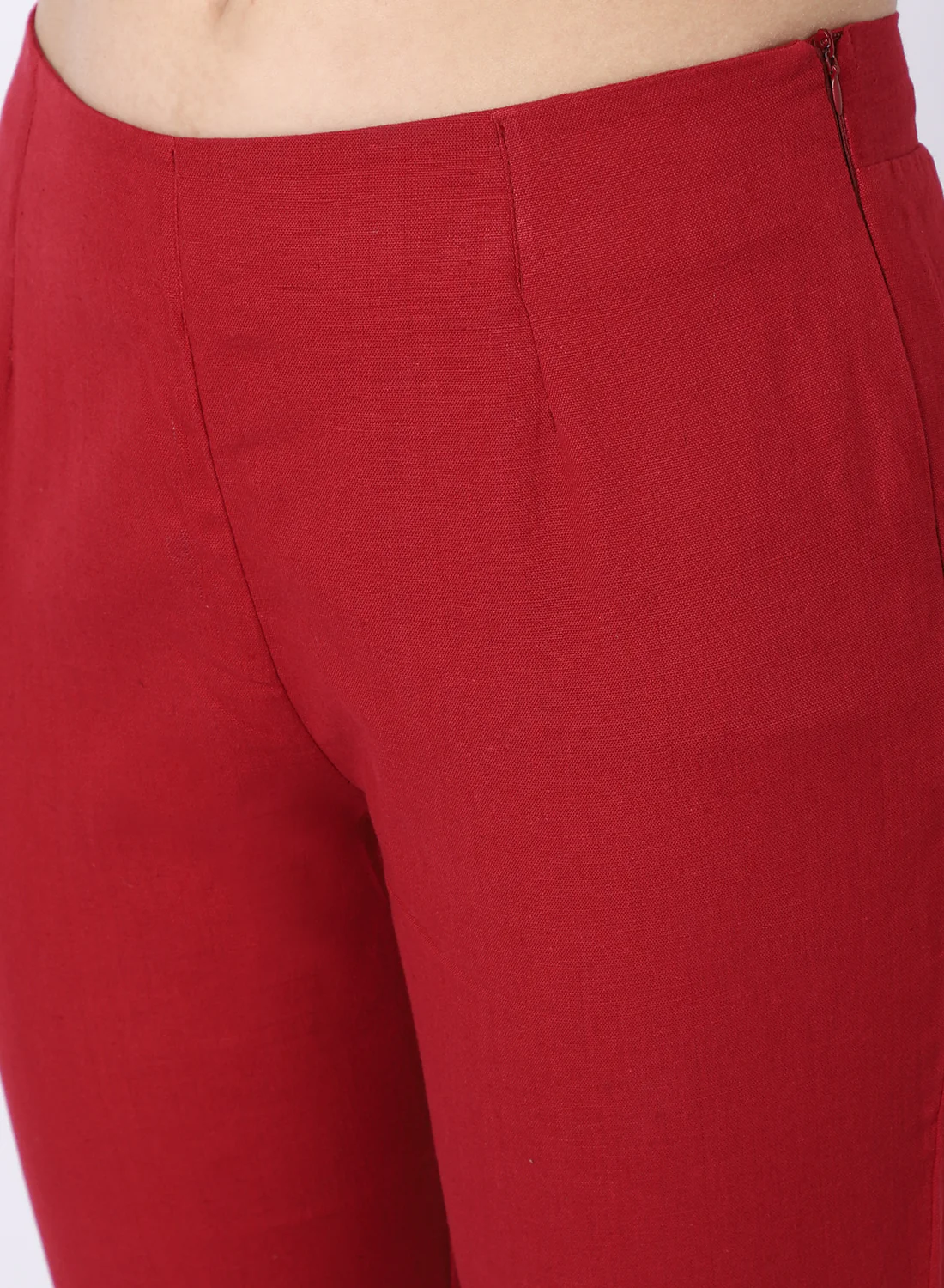 Women's Regular Regular Fit Maroon Flat Front Mid rise Ethnic Pant - Image 5