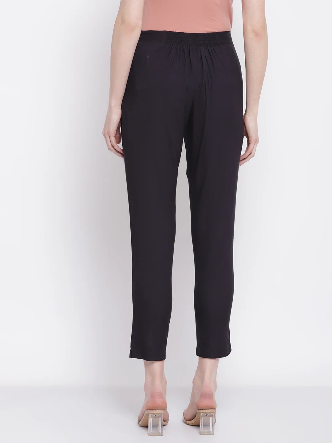 Women's Regular Slim Fit Navy Blue Flat Front Mid rise Ethnic Pant - Image 2