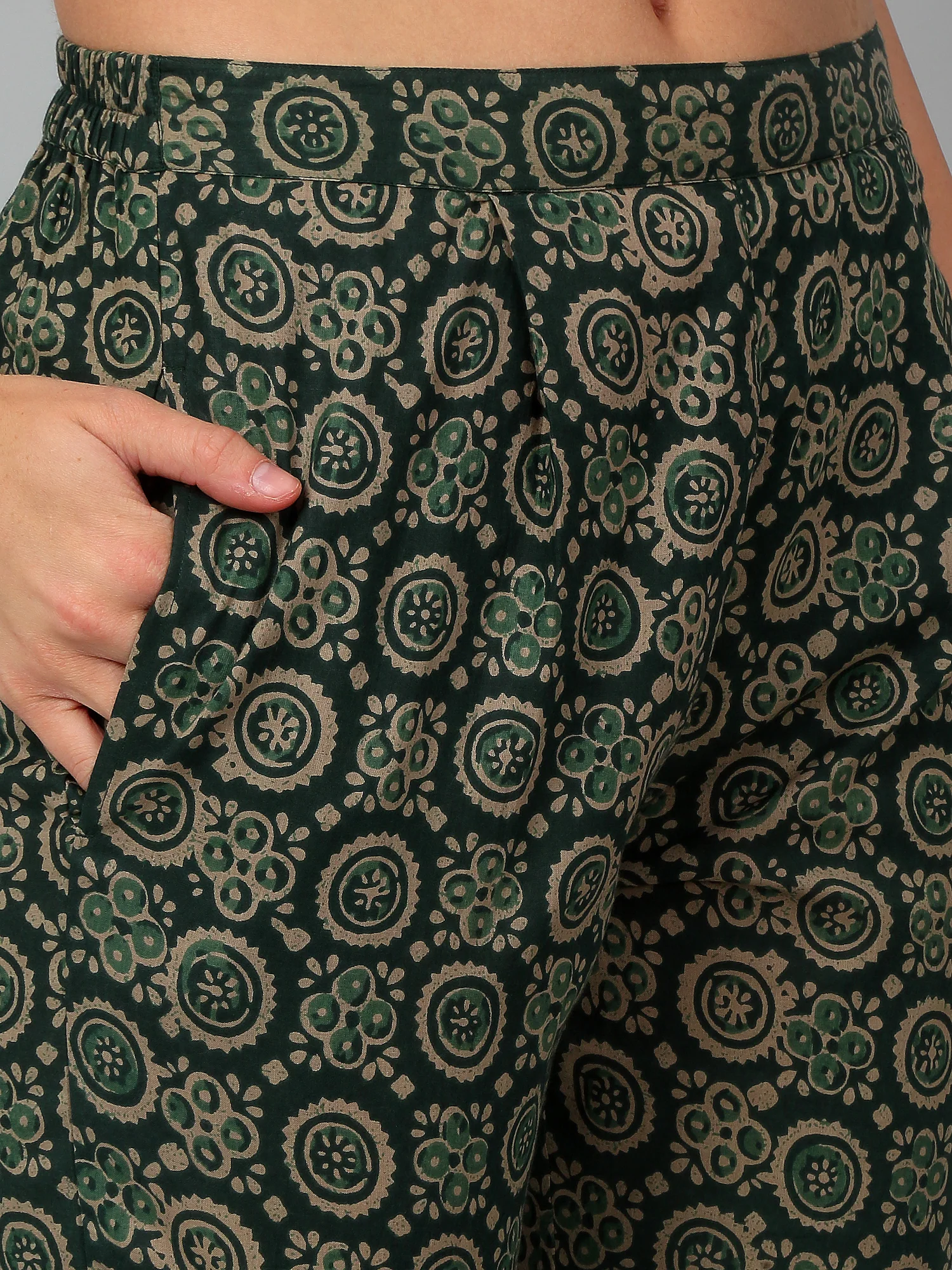 Women's Casual  Green Printed & Embroidered Palazzo Set - Image 6