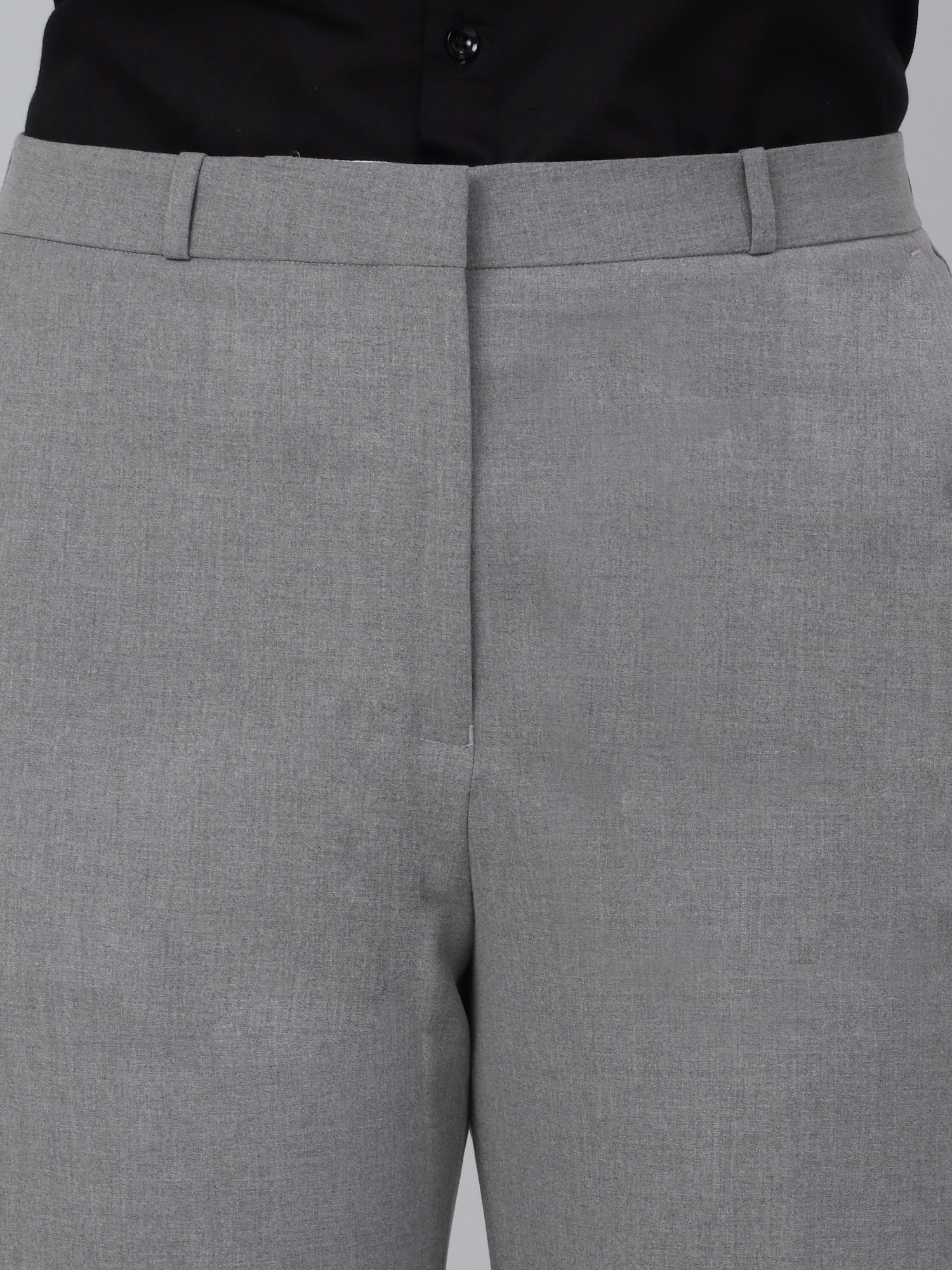 Women's Grey Solid Non-Pleated Formal Trouser - Image 5