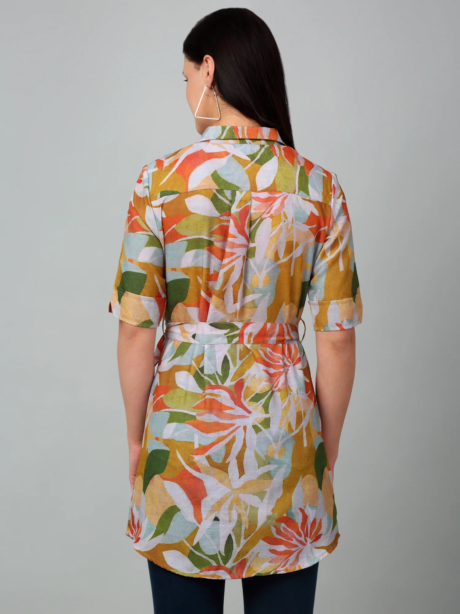 Women's Casual  Multi Color Floral Print Spread Collar Top - Image 2