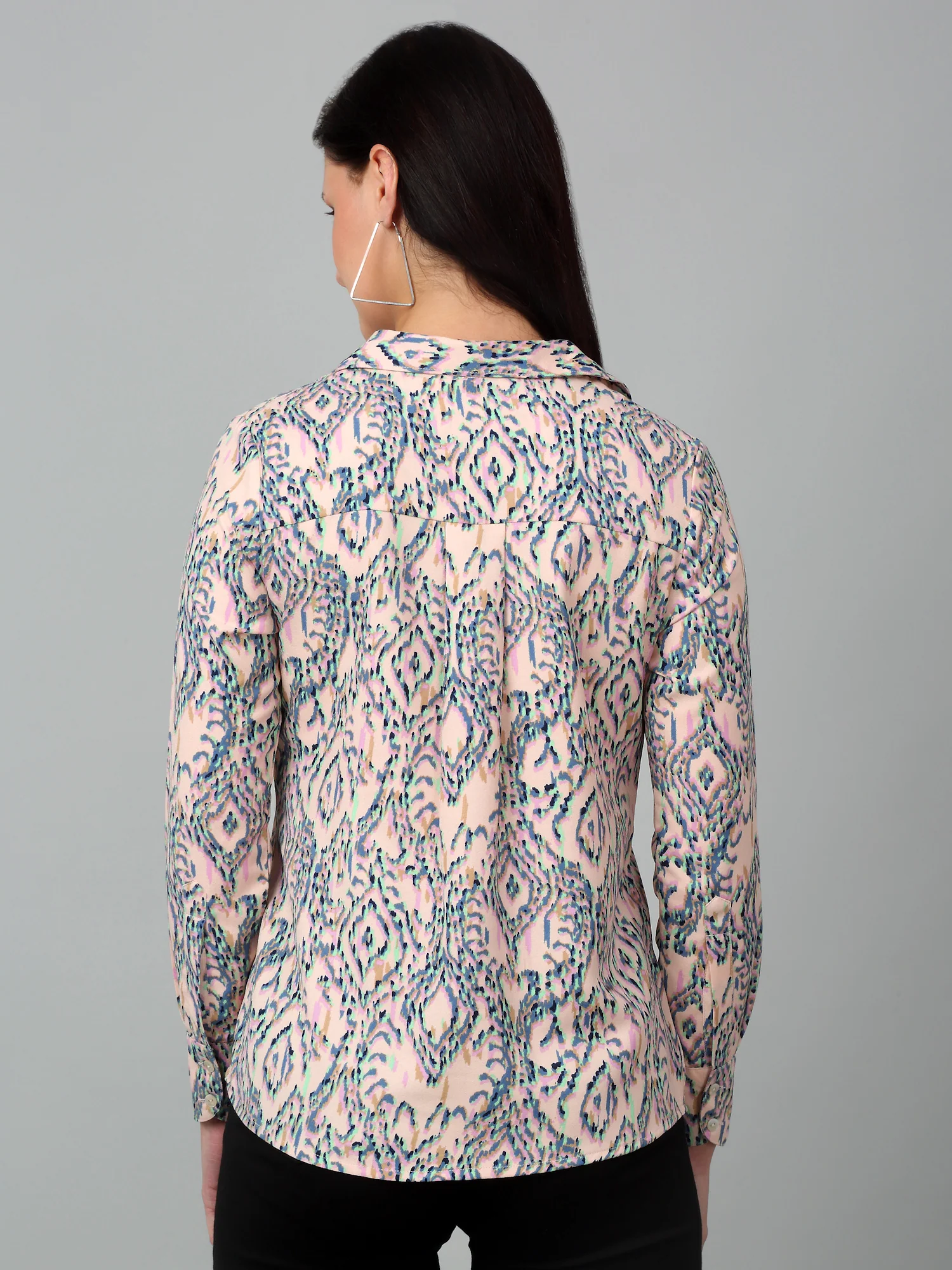 Women's Casual  Multi Color Abstract print Spread Collar Tunic - Image 2
