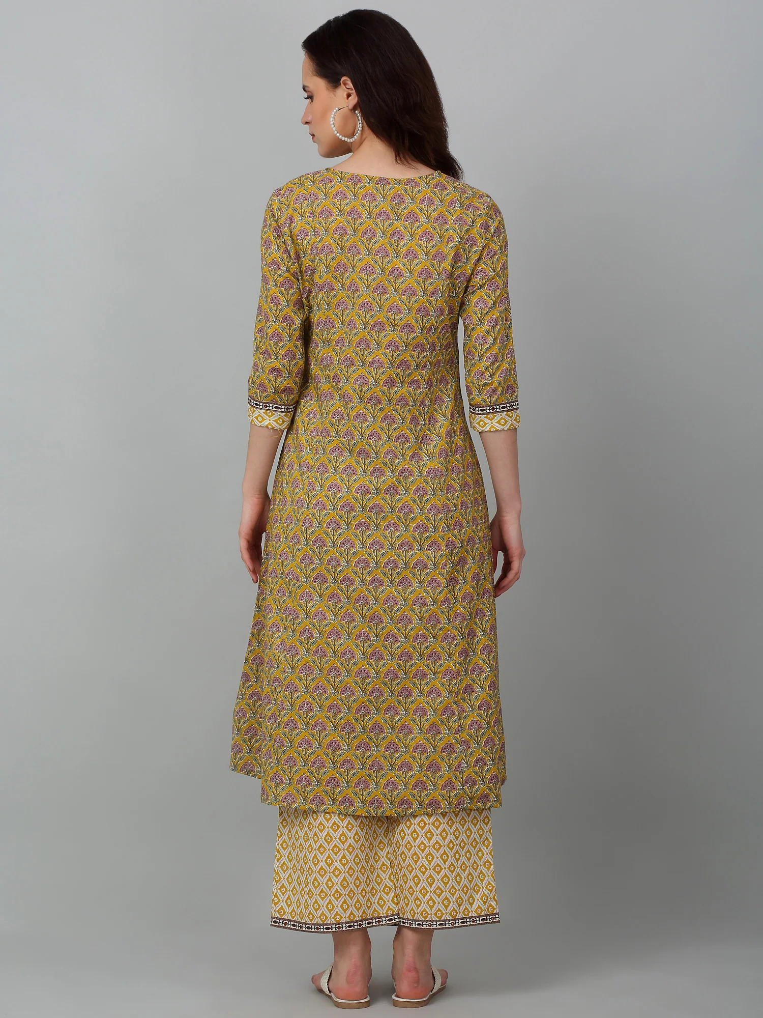 Women's Casual Mustard Printed Palazzo Set - Image 2