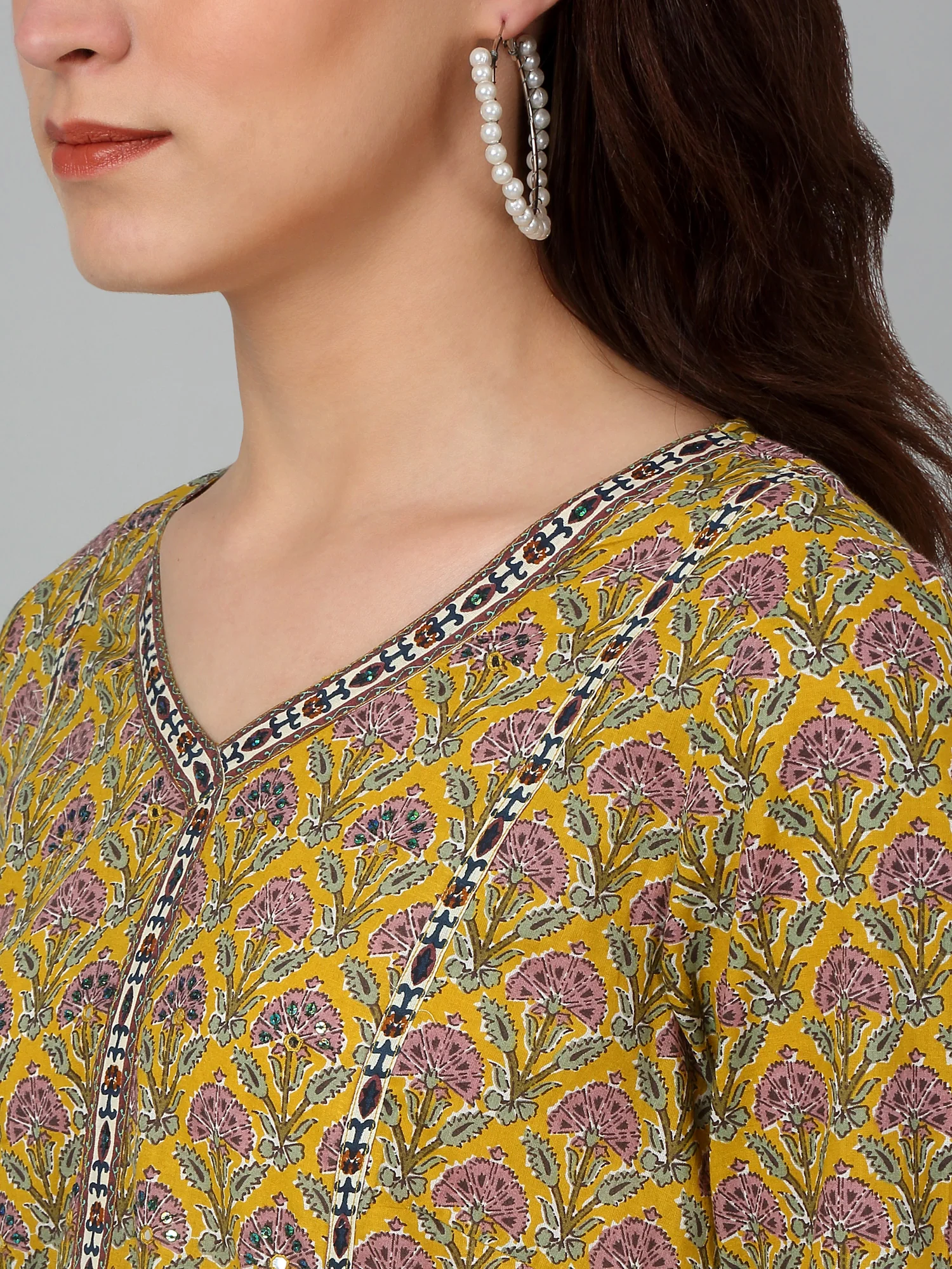 Women's Casual Mustard Printed Palazzo Set - Image 6