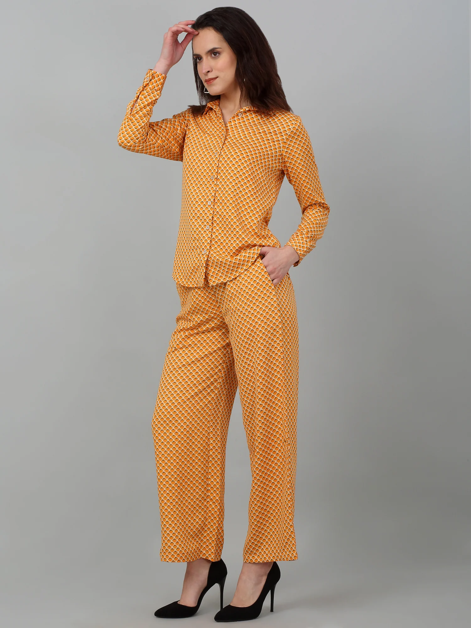 Women's Orange Printed Summer Co-ord Set - Image 3