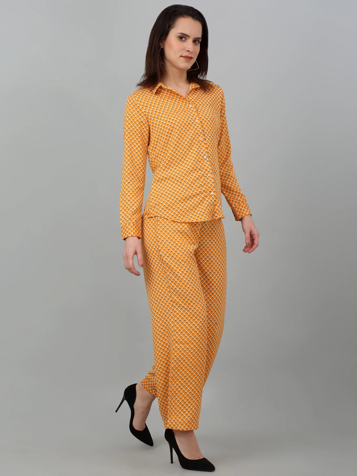 Women's Orange Printed Summer Co-ord Set - Image 4
