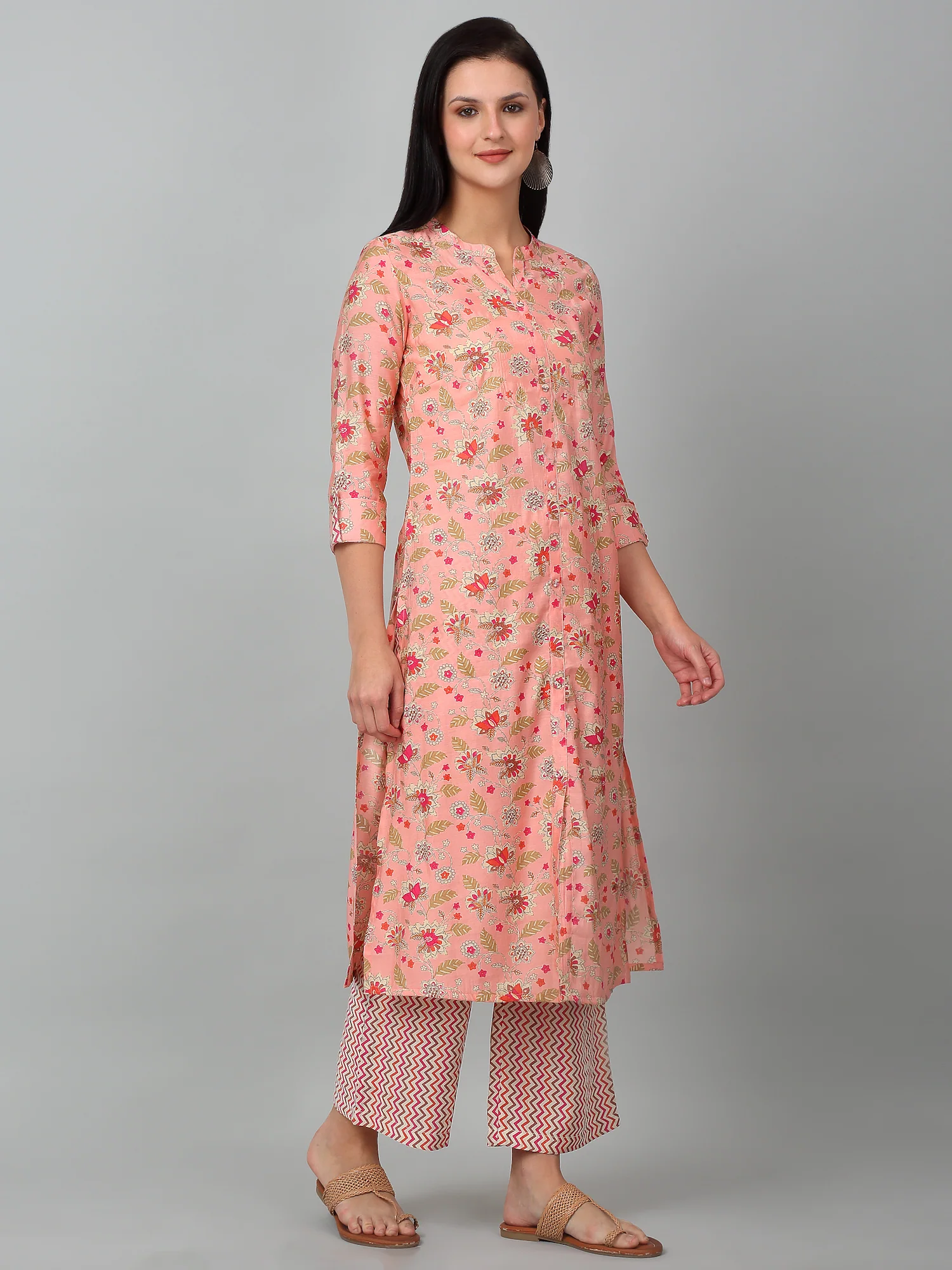 Women's Casual Peach Printed Palazzo Set - Image 3
