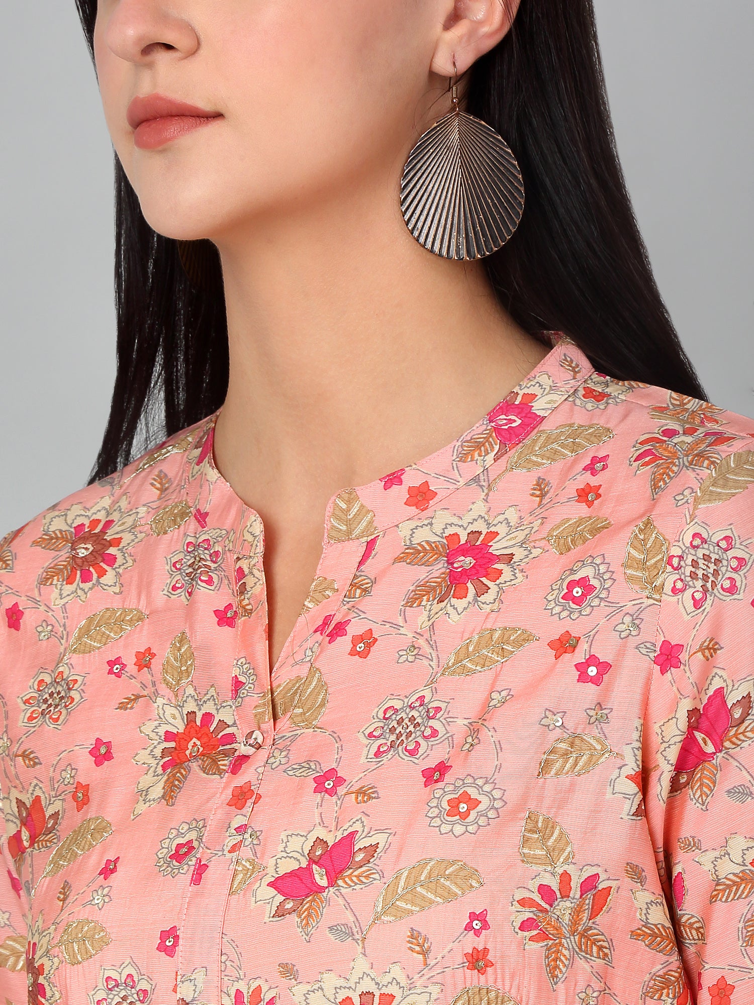 Women's Casual Peach Printed Palazzo Set - Image 5