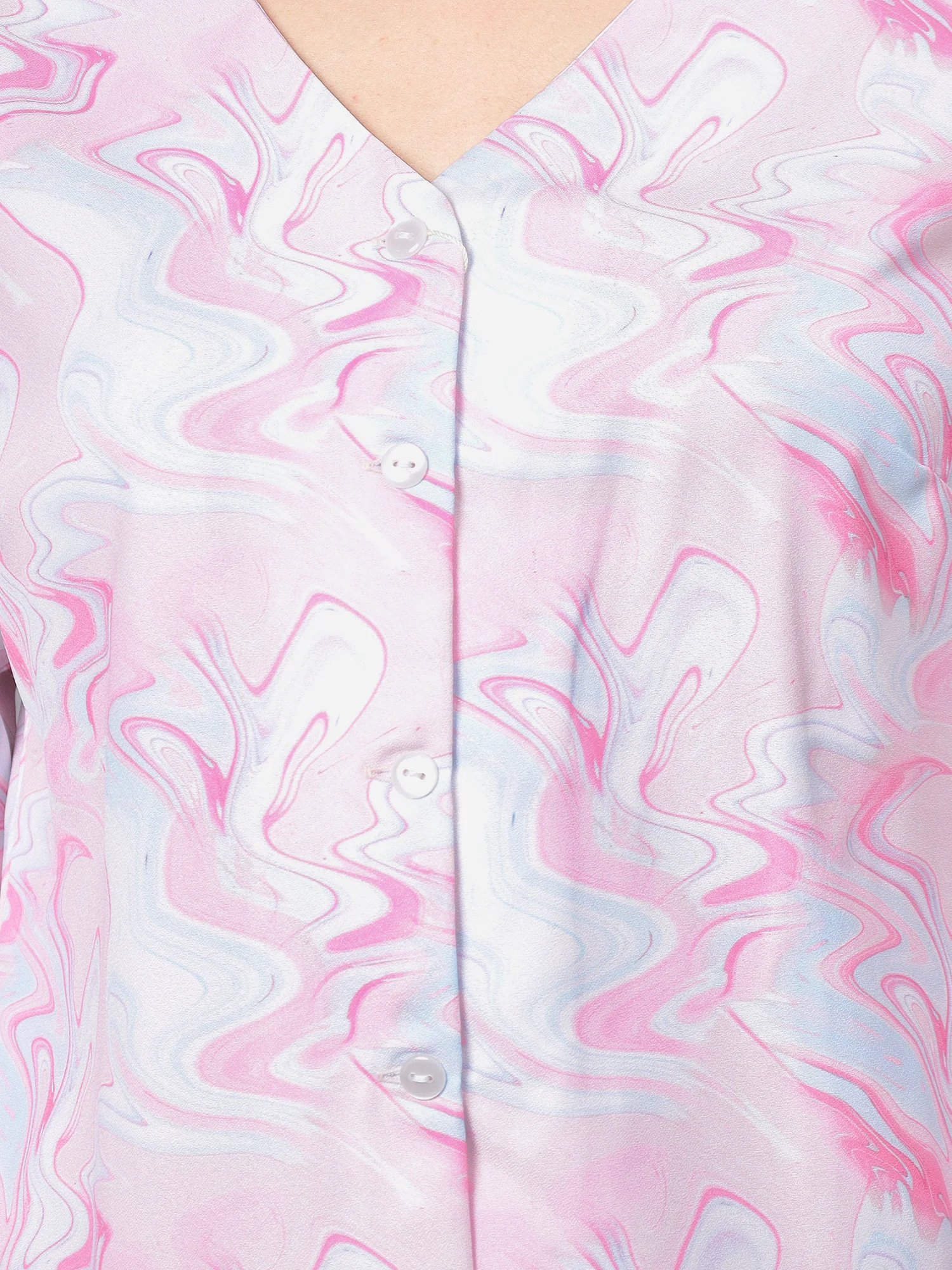 Women's Pink Abstract Print Casual Top - Image 5