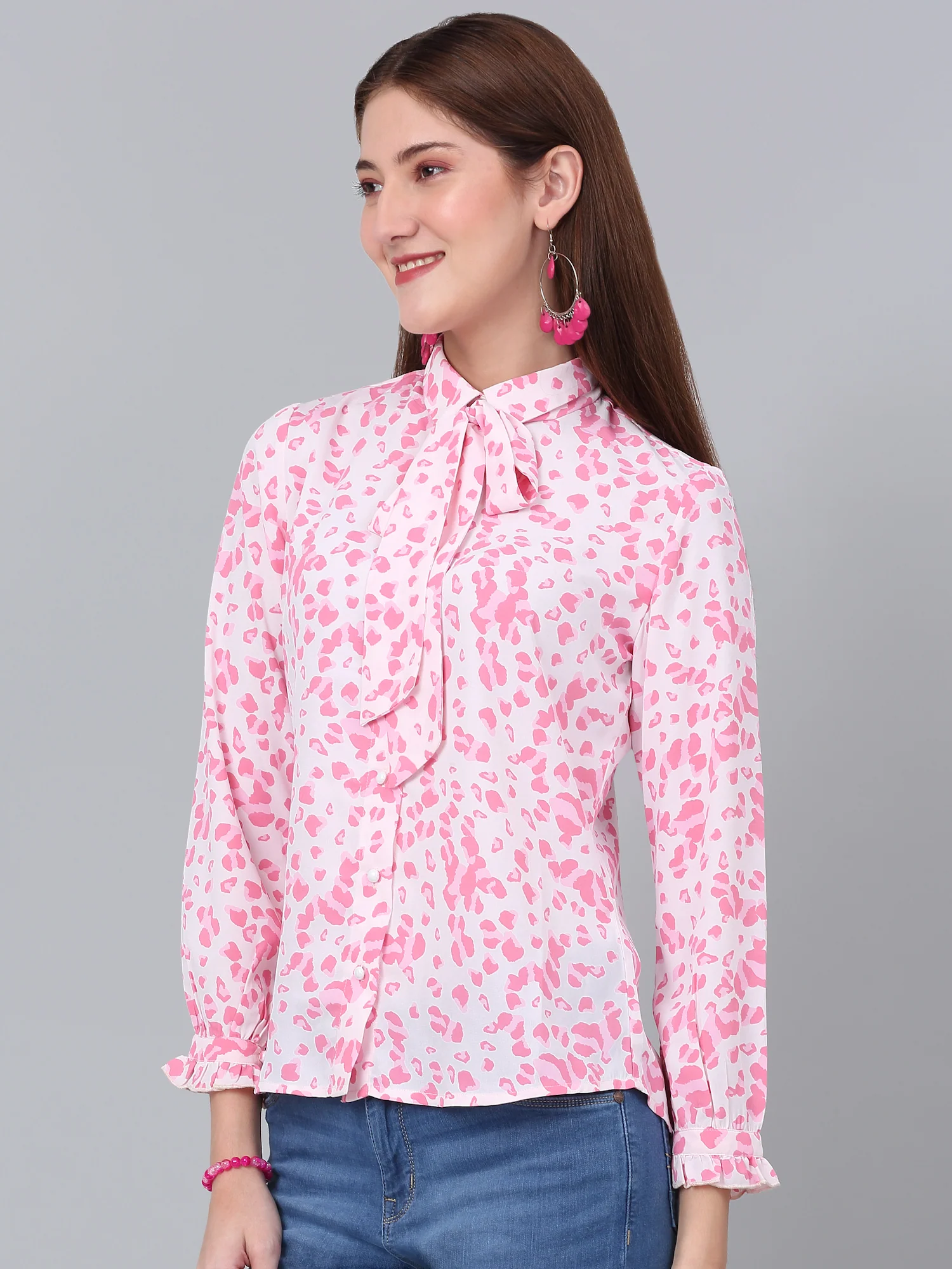 Women's Pink Printed Casual Top - Image 4