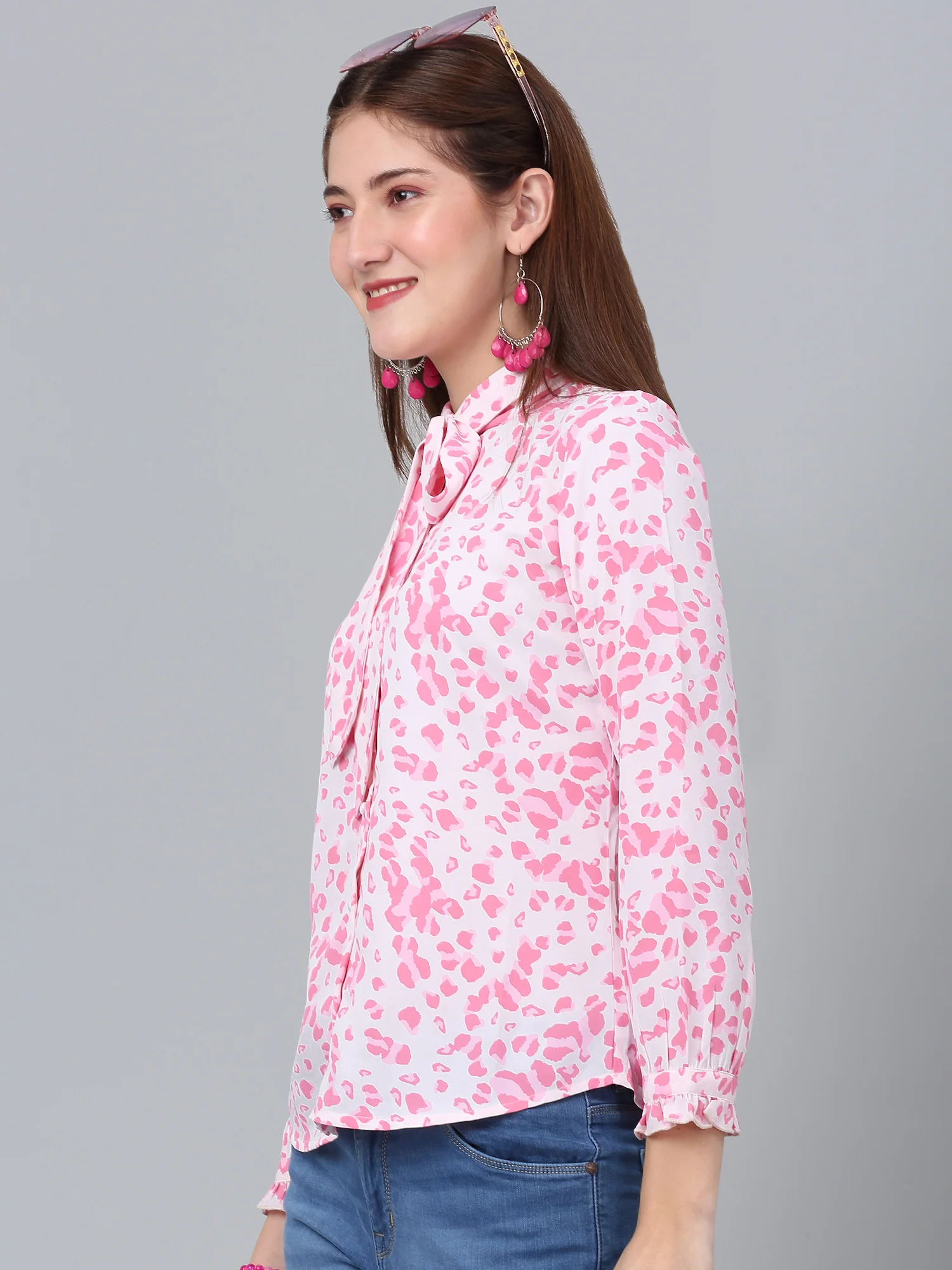 Women's Pink Printed Casual Top - Image 6