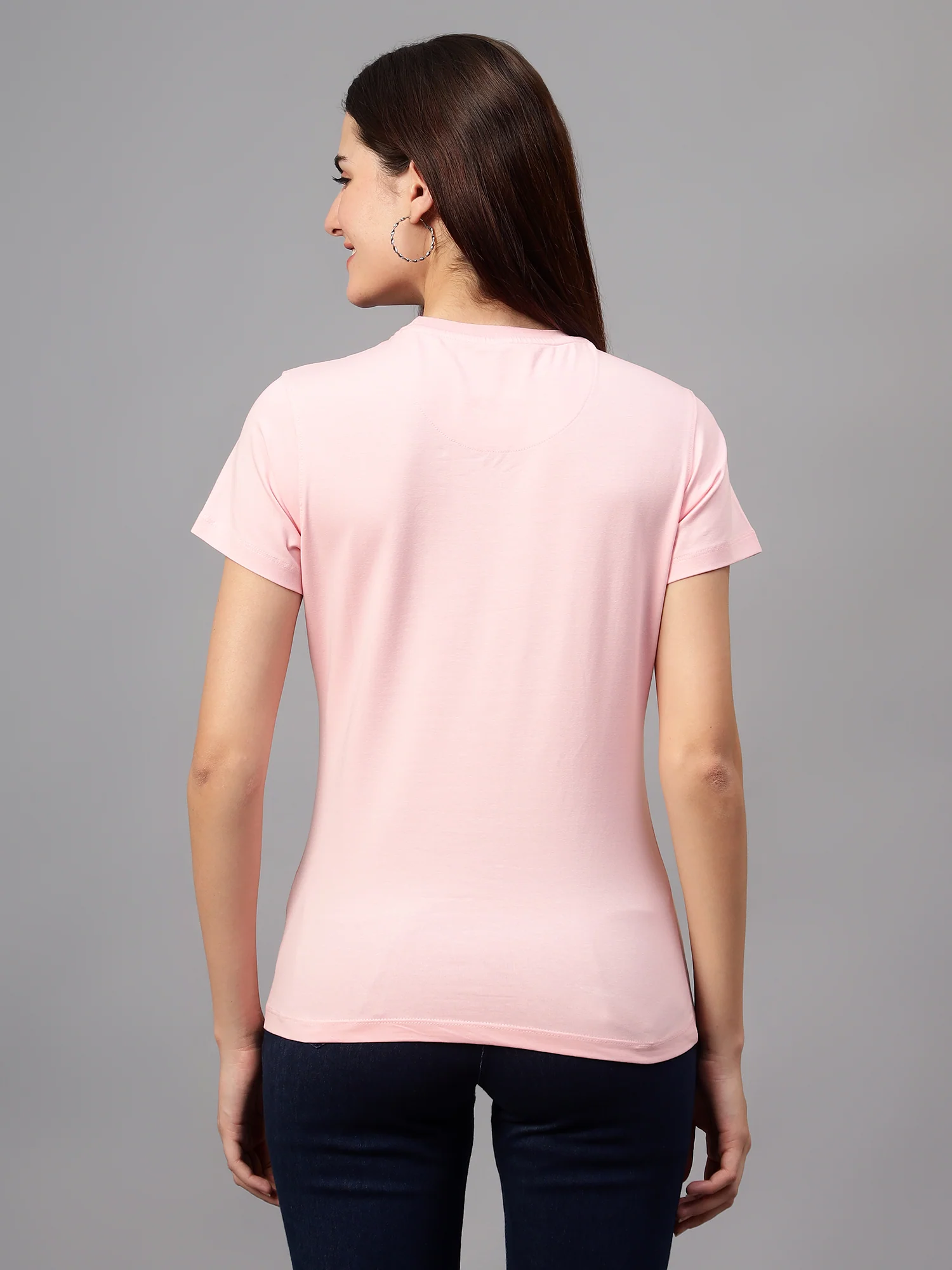 Women's Casual Regular Short Sleeve Pink Round neck Graphic Print T-Shirt - Image 2
