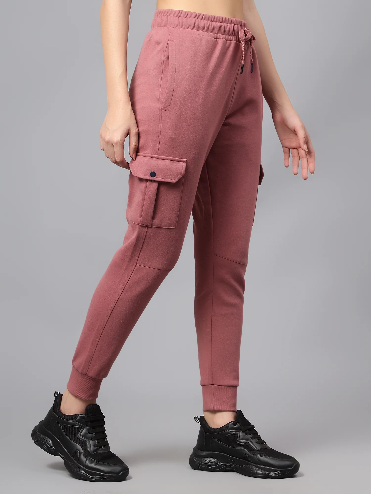 Women's Casual  Dark Pink Ankle length Mid rise Jogger Pants - Image 3