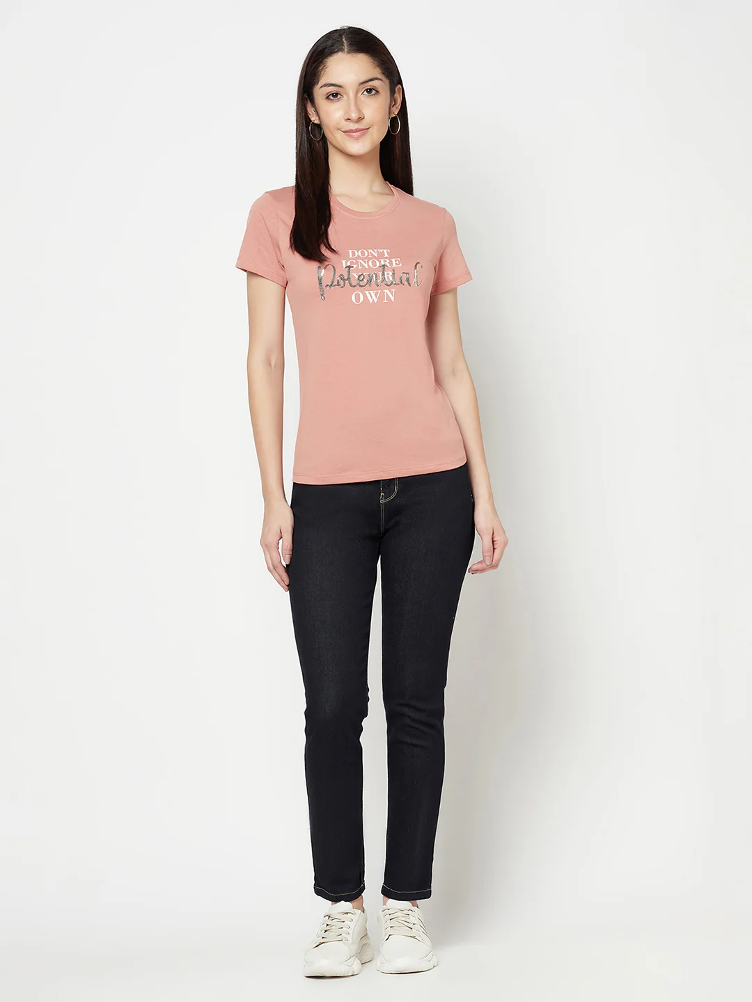 Women's Casual Skinny Fit Raw Denim Blue No Fade Mid rise Jeans - Image 5