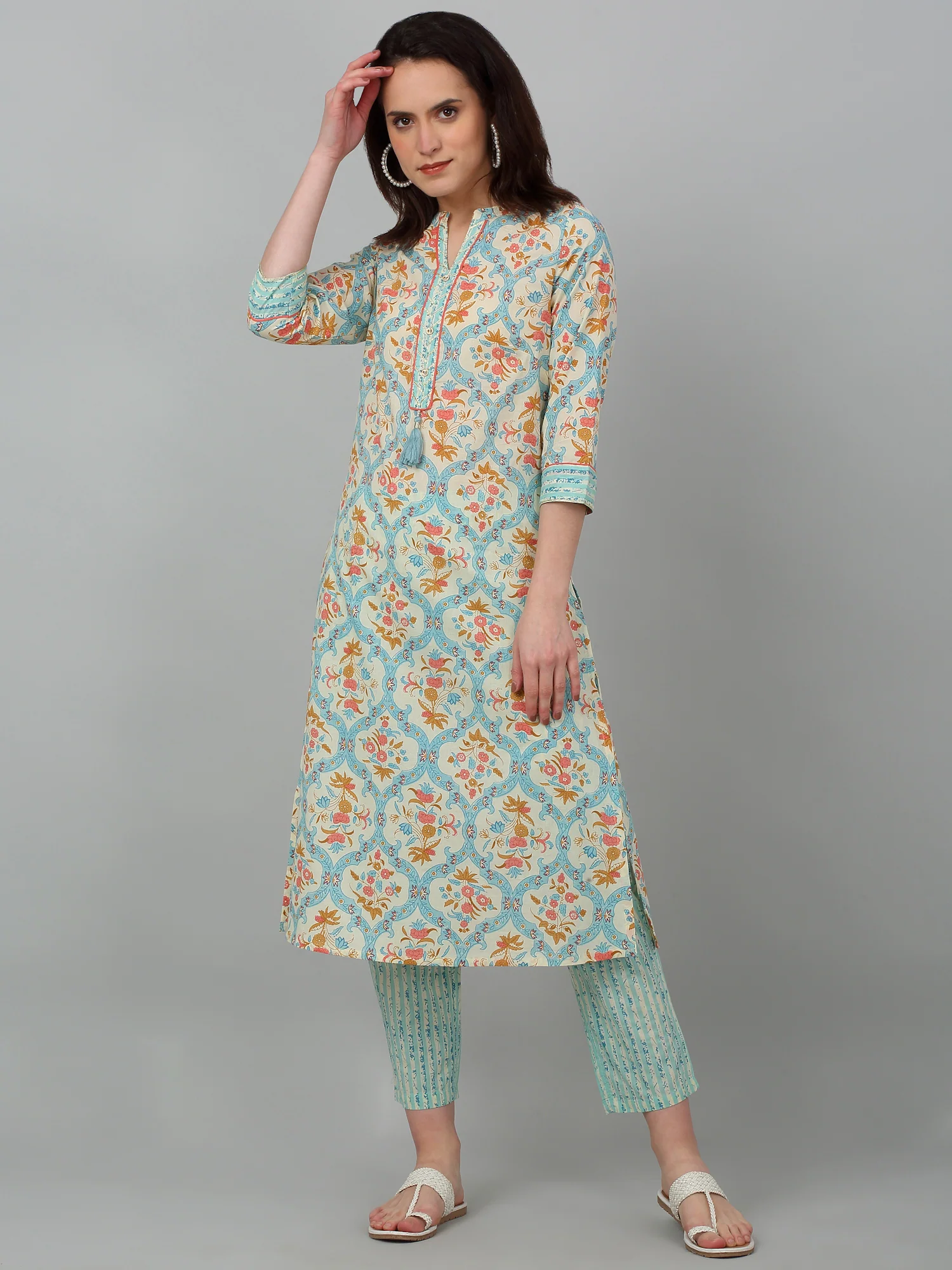 Women's Casual Offwhite Printed Palazzo Set - Image 5