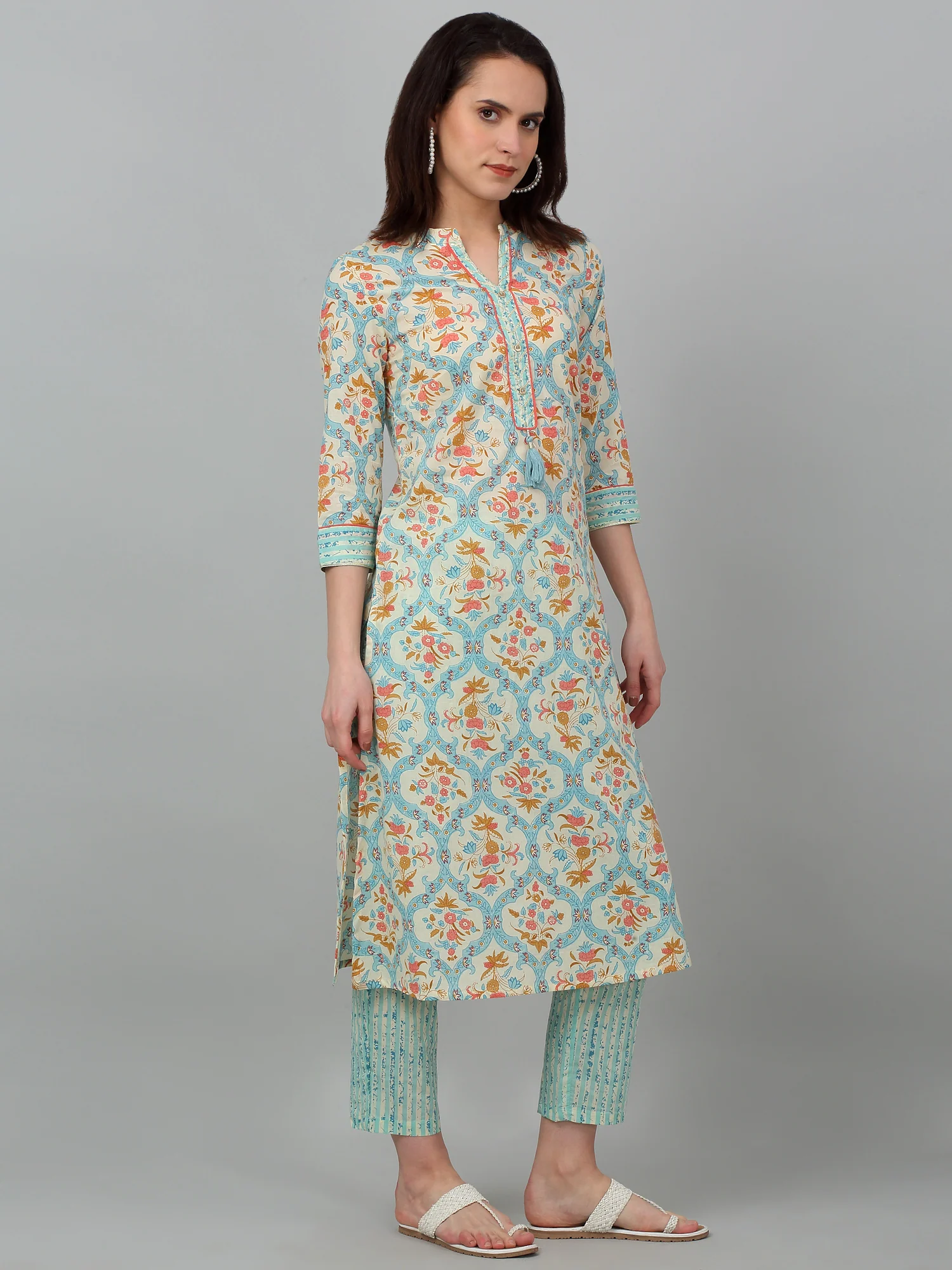 Women's Casual Offwhite Printed Palazzo Set - Image 6