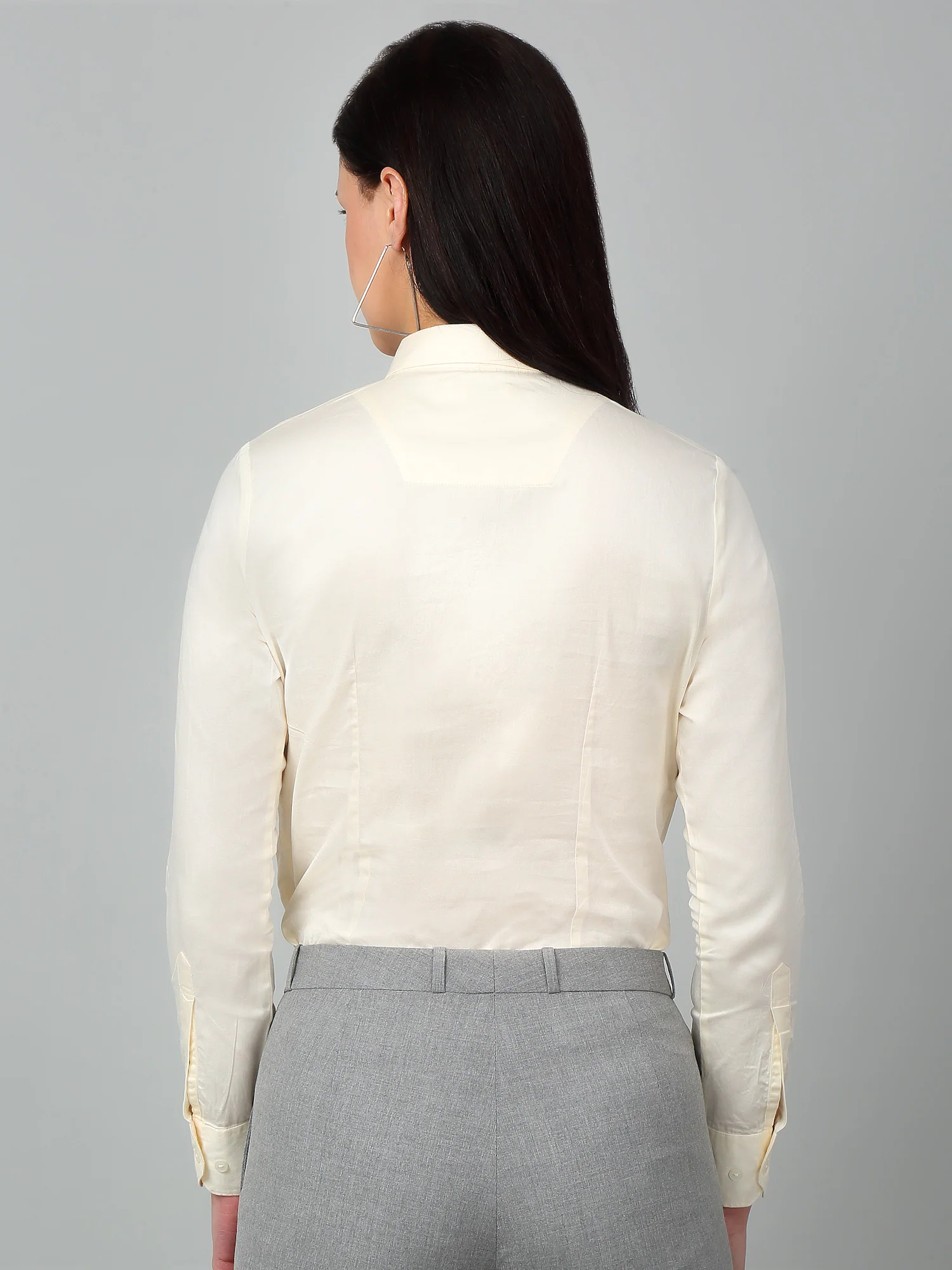 Women's Formal Slim Fit Offwhite Regular Full Sleeve  Shirt - Image 2