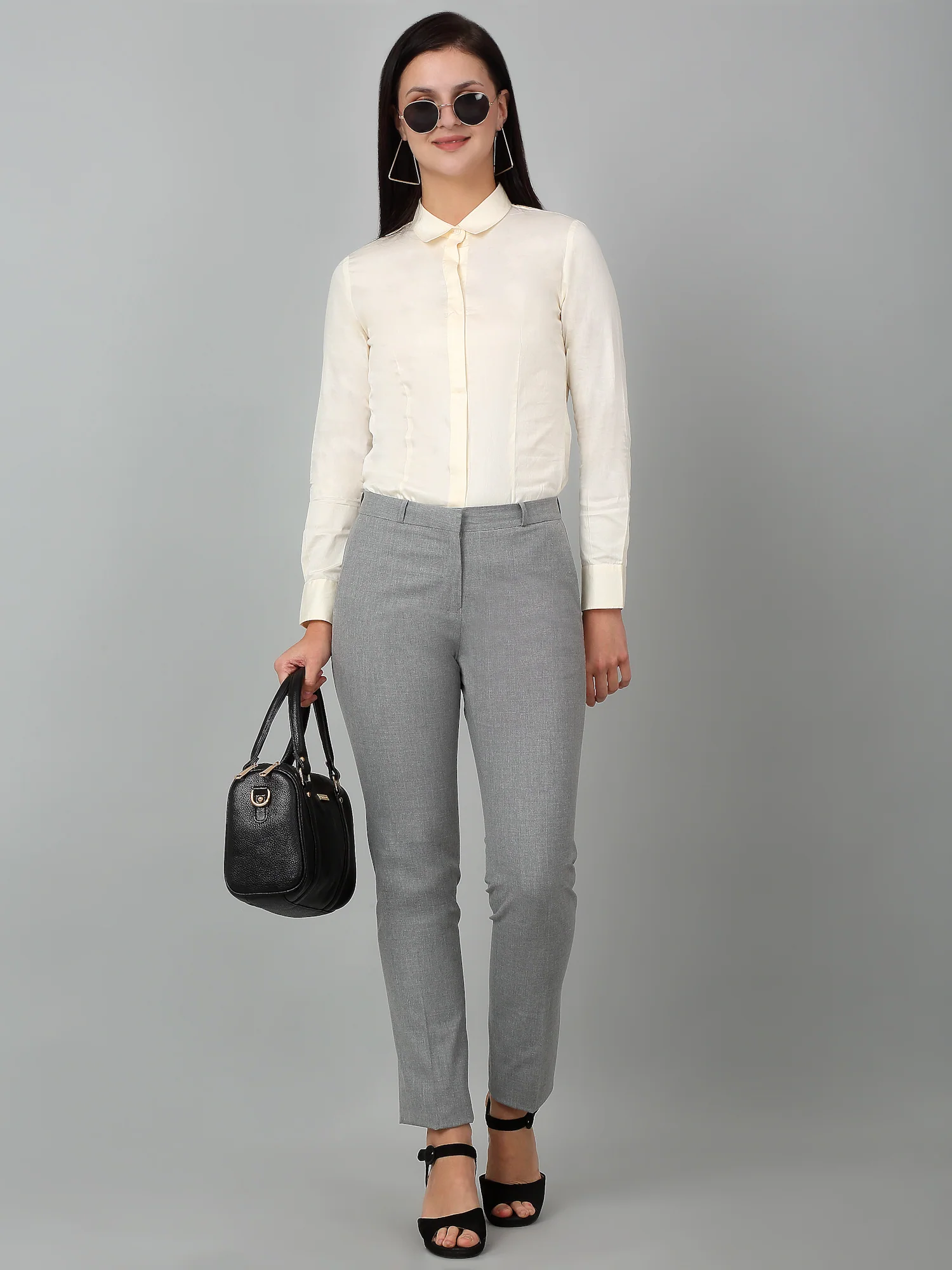Women's Formal Slim Fit Offwhite Regular Full Sleeve  Shirt - Image 7