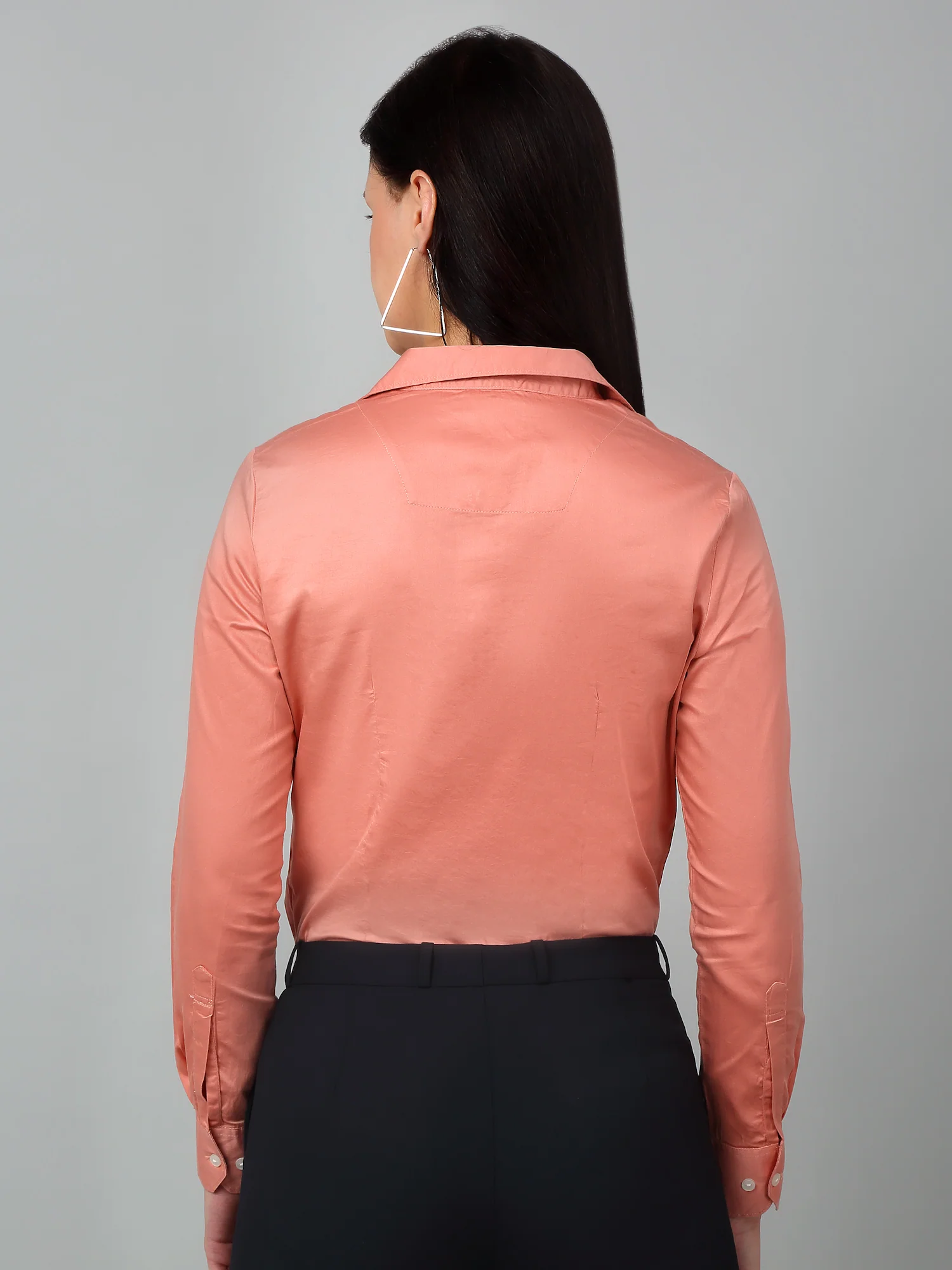 Women’s Peach Solid Formal Shirt | Elegant Workwear - Image 2