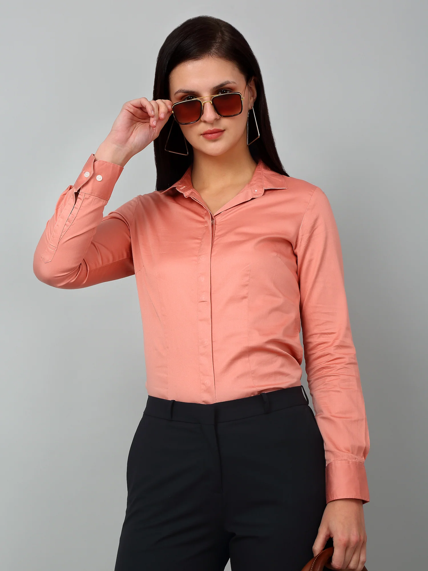 Women’s Peach Solid Formal Shirt | Elegant Workwear - Image 6