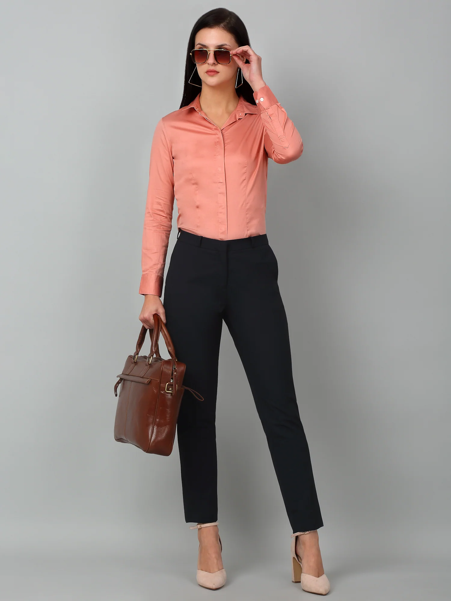 Women’s Peach Solid Formal Shirt | Elegant Workwear - Image 7