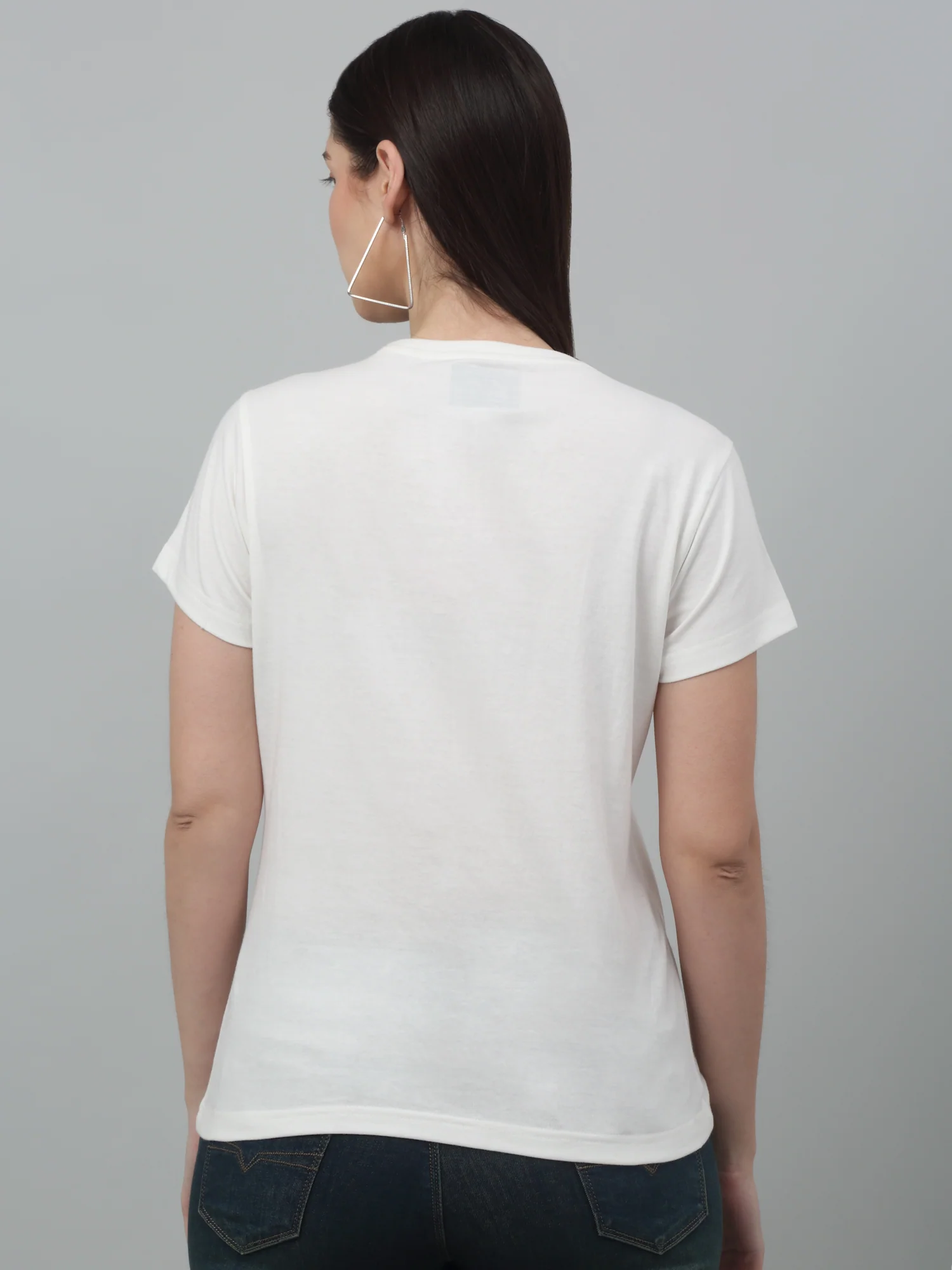 Women's Casual Regular Short Sleeve White Round neck Typographic Print T-Shirt - Image 2