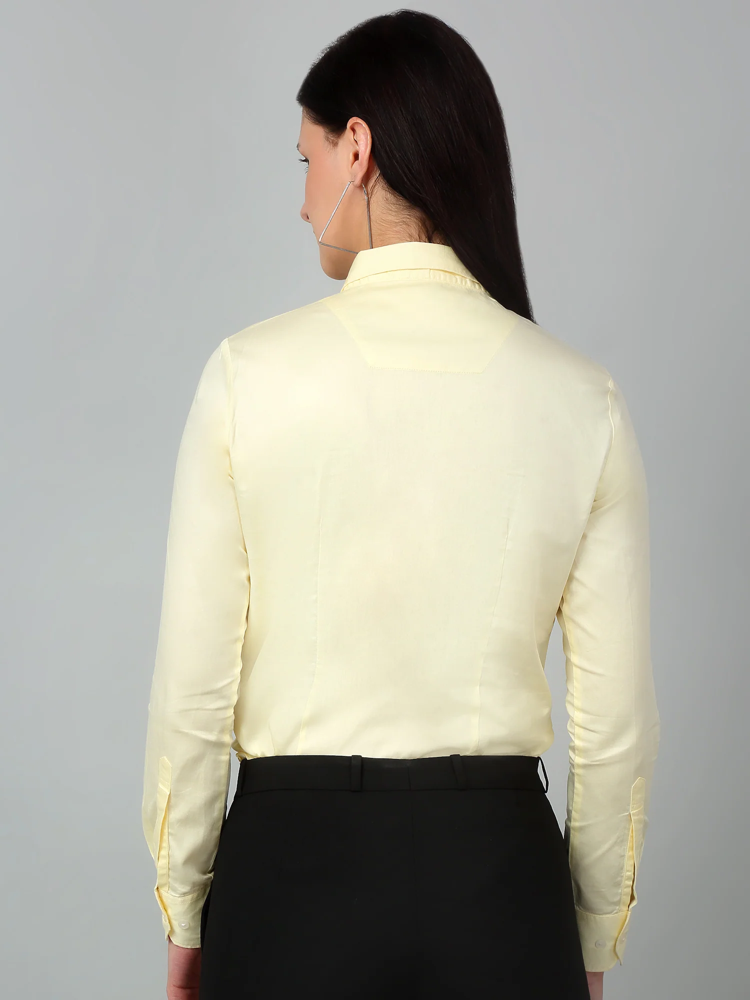 Women’s Yellow Solid Formal Shirt | Cantabil Office Wear - Image 2