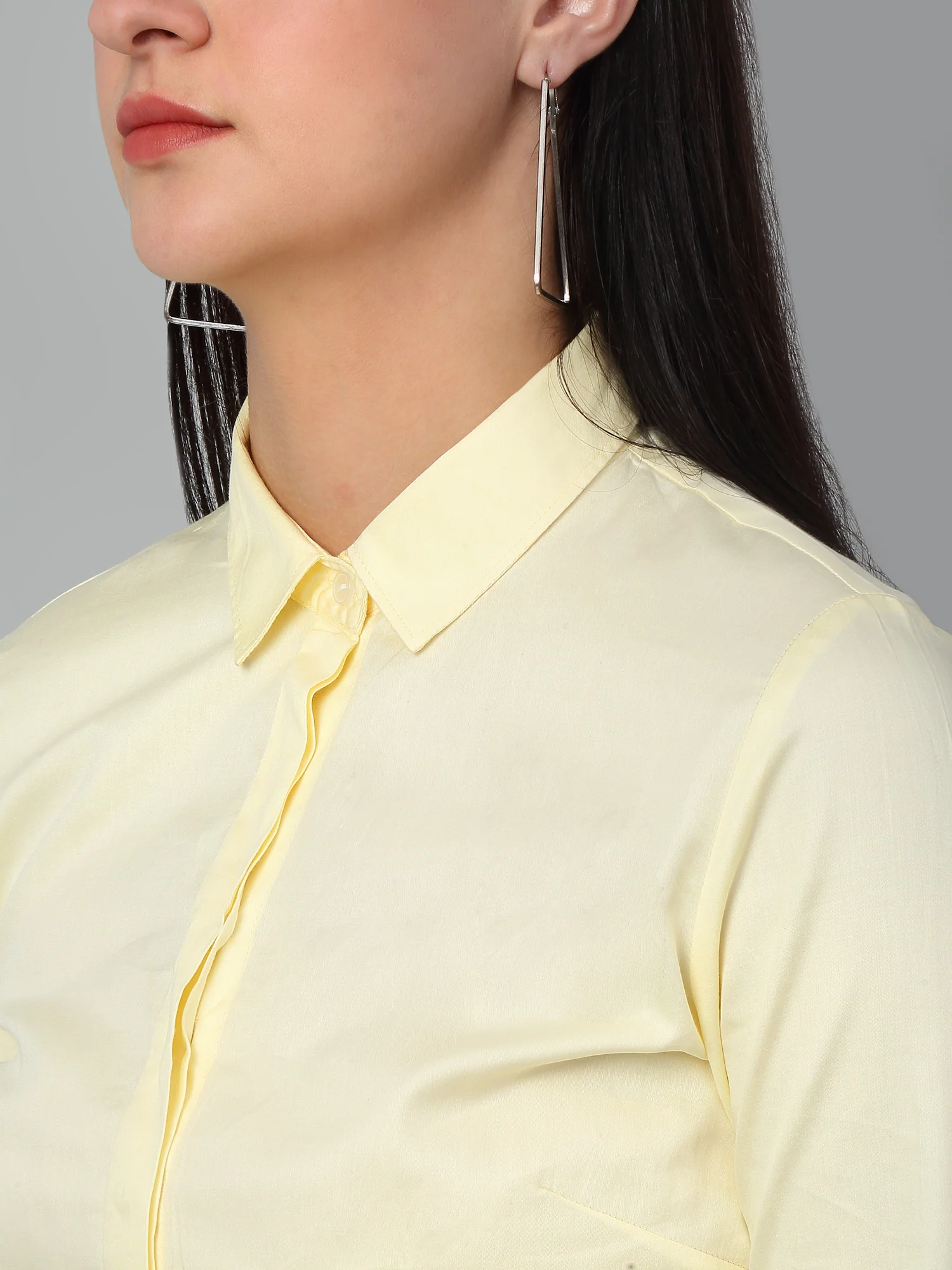 Women’s Yellow Solid Formal Shirt | Cantabil Office Wear - Image 5