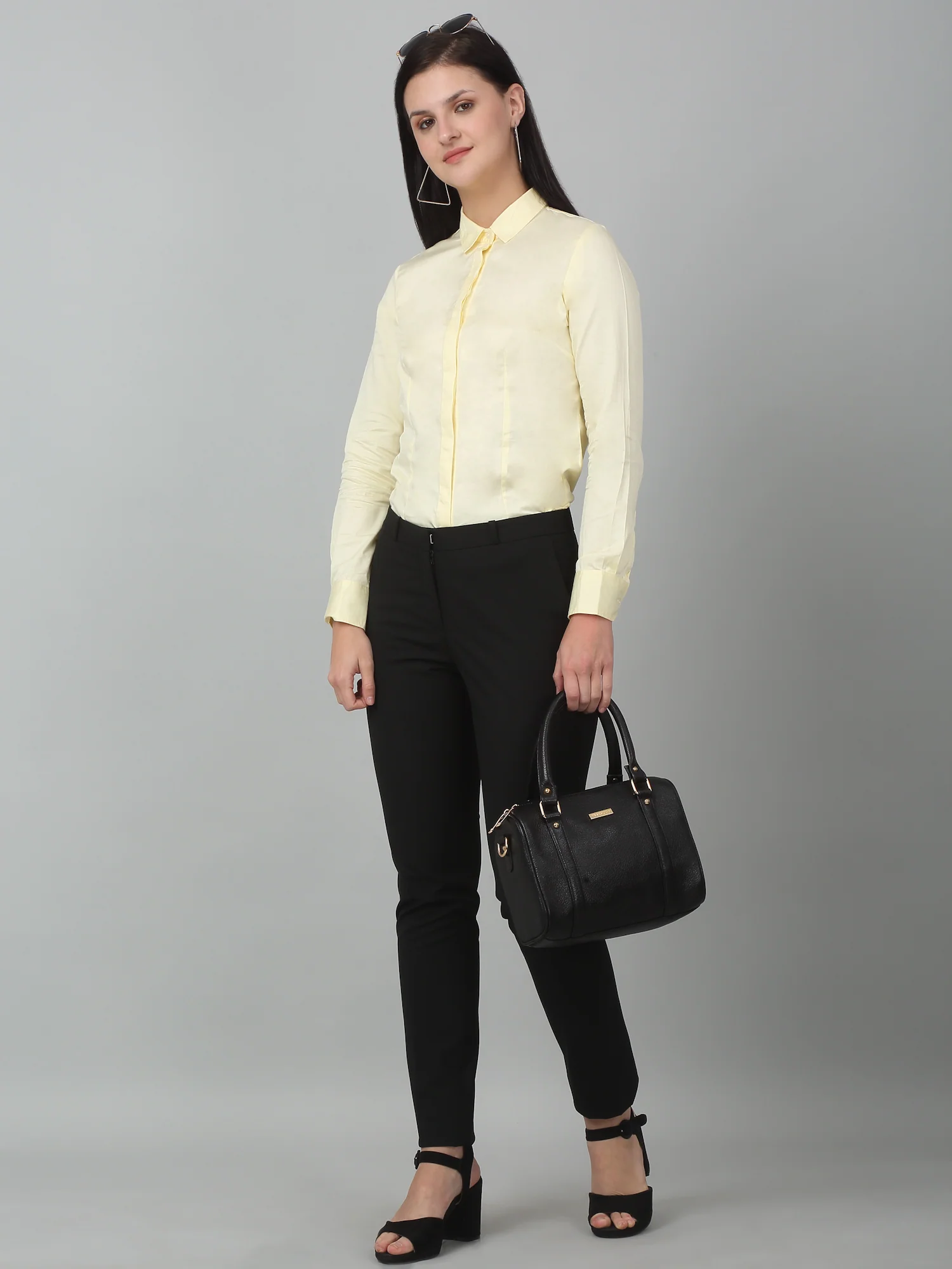 Women’s Yellow Solid Formal Shirt | Cantabil Office Wear - Image 7