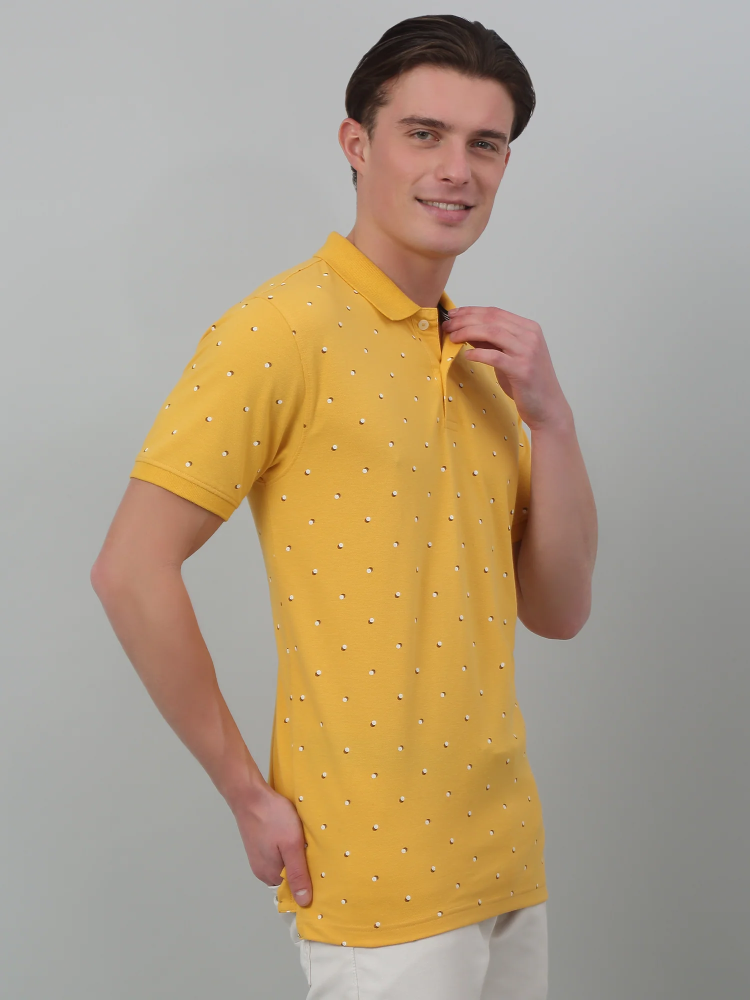 T-Shirt for Men | Breathable & Soft with Color Fastness Regular Fit Polo Neck Poly Cotton Fabric Printed Pattern - Image 3