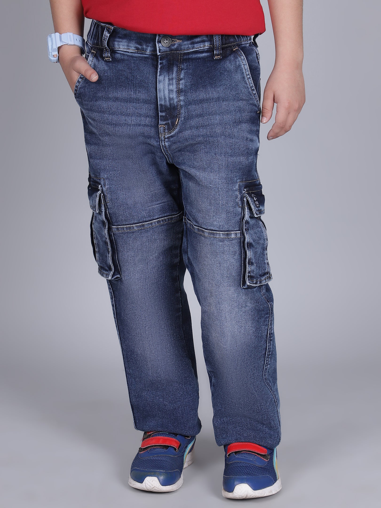 Cargo for Boys | Breathable & Soft with Color Fastness Regular Fit Poly Cotton Fabric Solid Pattern Button Closure - Image 2