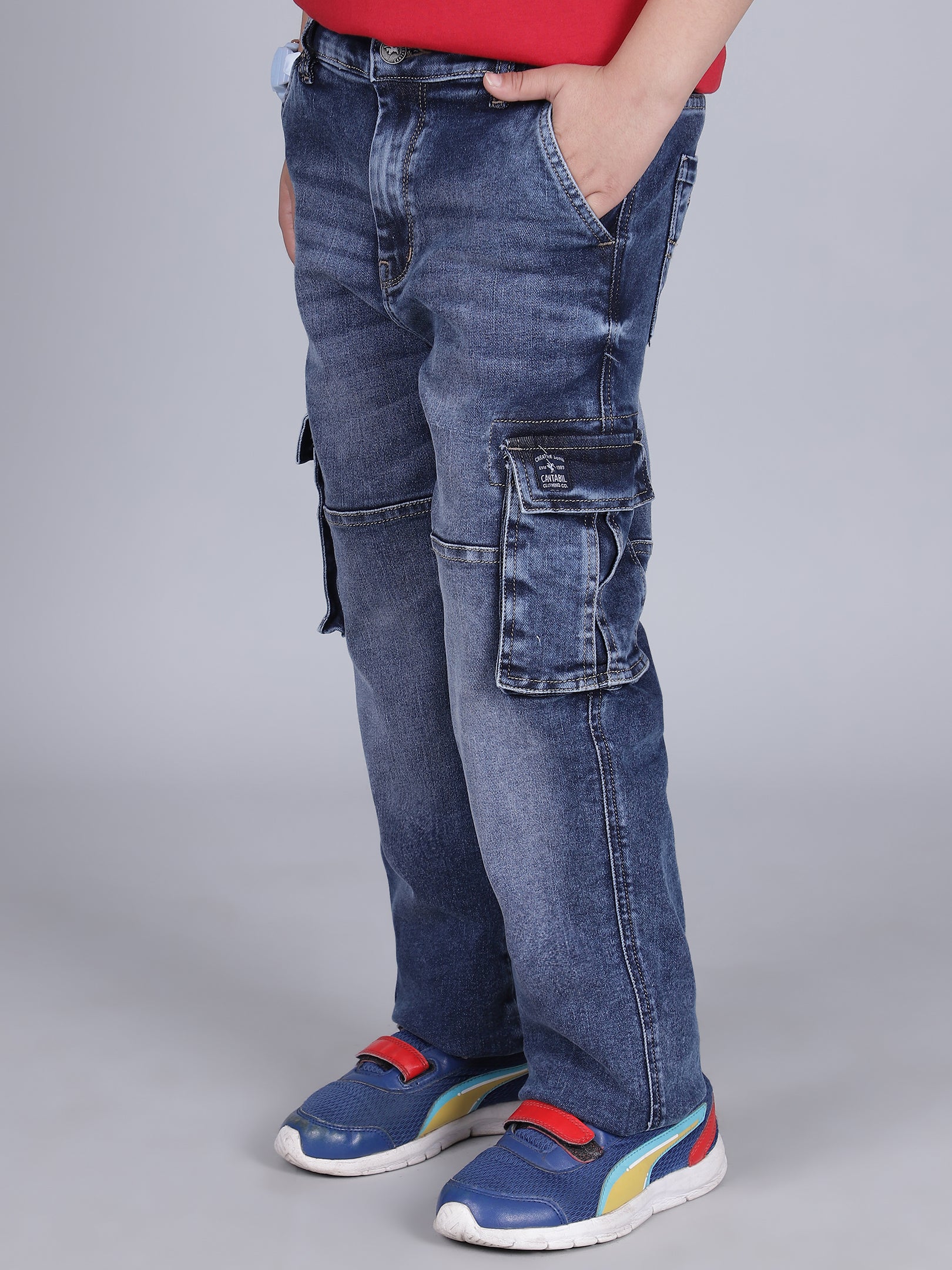 Cargo for Boys | Breathable & Soft with Color Fastness Regular Fit Poly Cotton Fabric Solid Pattern Button Closure - Image 3