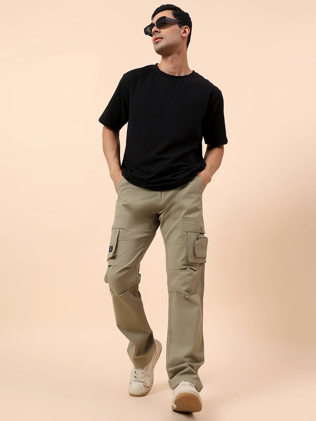 Cargo for Men | Breathable & Soft with Color Fastness Straight Fit Cotton Blend Fabric Solid Pattern Button Closure - Image 2