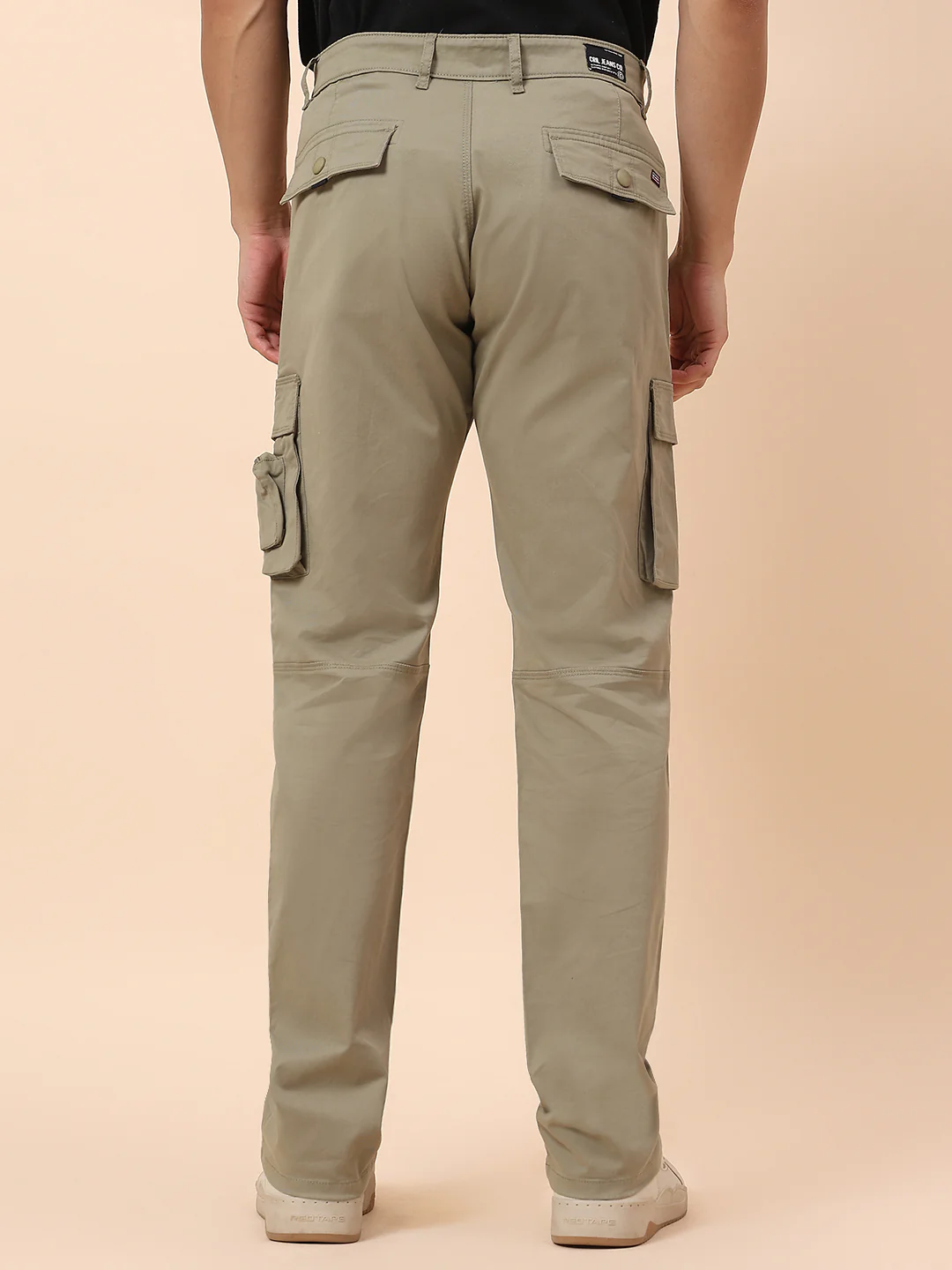 Cargo for Men | Breathable & Soft with Color Fastness Straight Fit Cotton Blend Fabric Solid Pattern Button Closure - Image 7