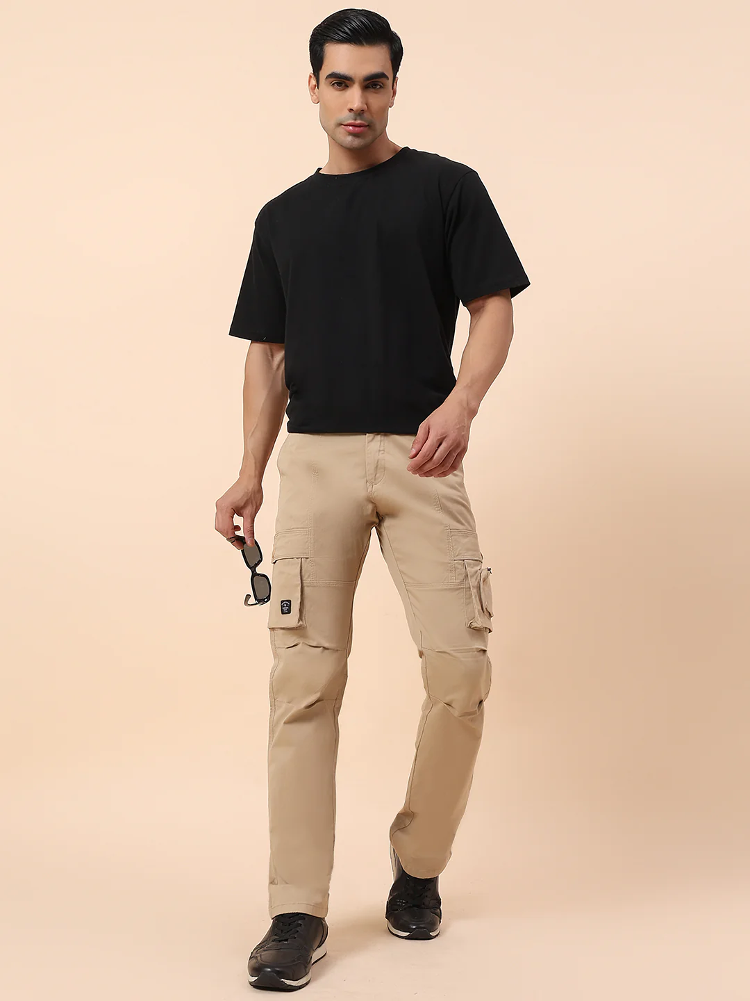Cargo for Men | Breathable & Soft with Color Fastness Straight Fit Cotton Blend Fabric Solid Pattern Button Closure - Image 2