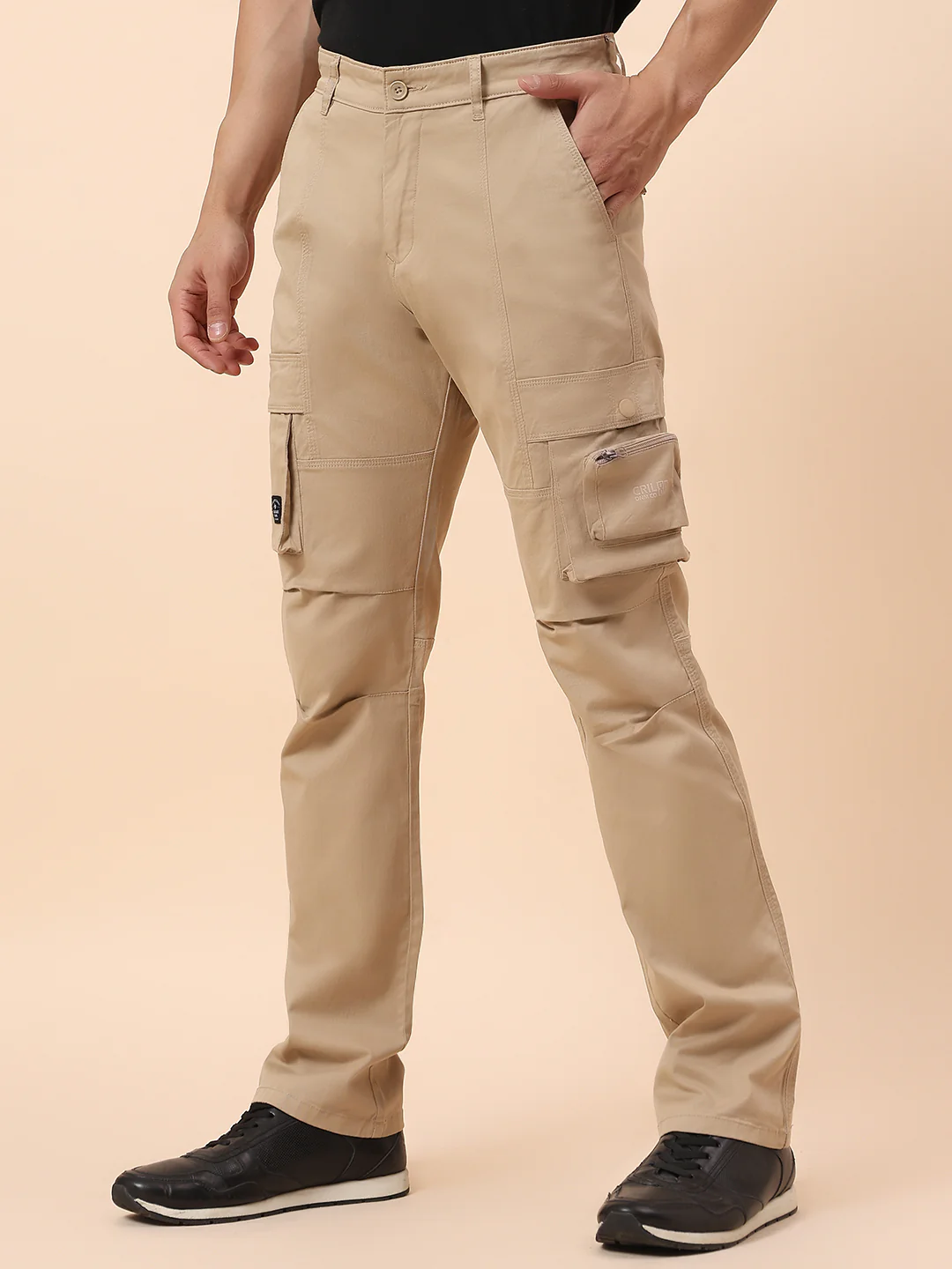 Cargo for Men | Breathable & Soft with Color Fastness Straight Fit Cotton Blend Fabric Solid Pattern Button Closure - Image 4