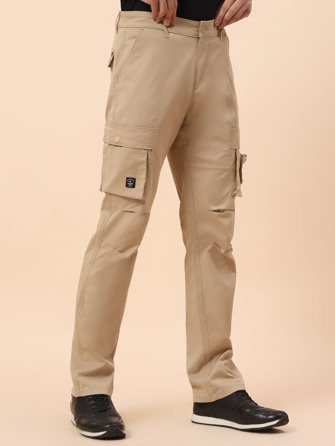 Cargo for Men | Breathable & Soft with Color Fastness Straight Fit Cotton Blend Fabric Solid Pattern Button Closure - Image 5