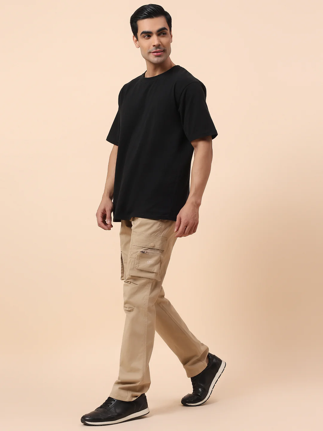 Cargo for Men | Breathable & Soft with Color Fastness Straight Fit Cotton Blend Fabric Solid Pattern Button Closure - Image 8