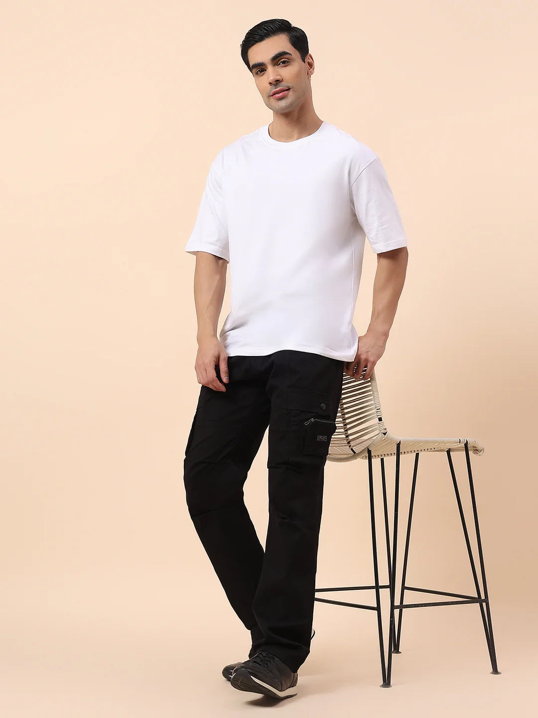 Cargo for Men | Breathable & Soft with Color Fastness Straight Fit Cotton Blend Fabric Solid Pattern Button Closure - Image 2